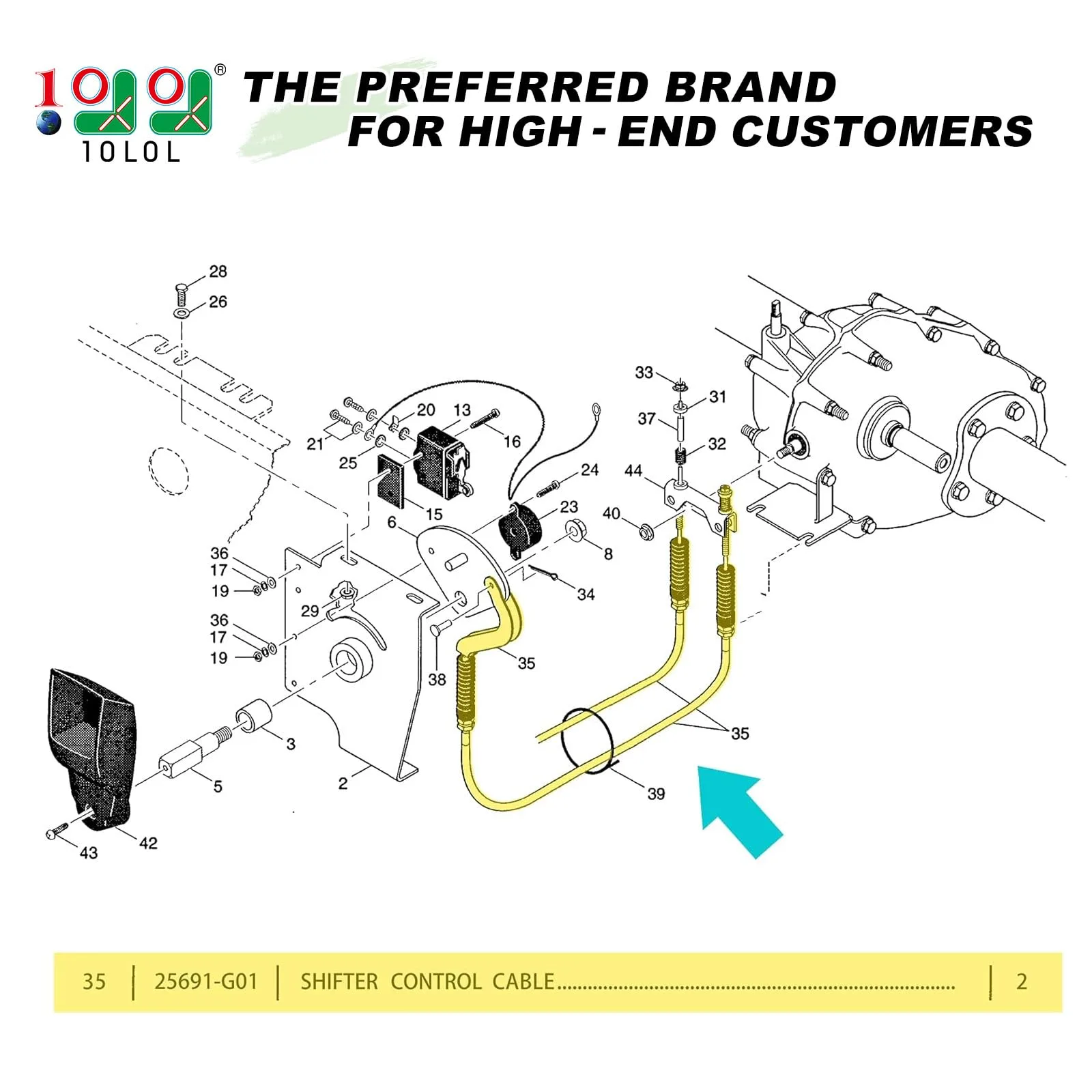 10L0L Forward/Reverse Shift Cable 40" – 25691-G01 image 2