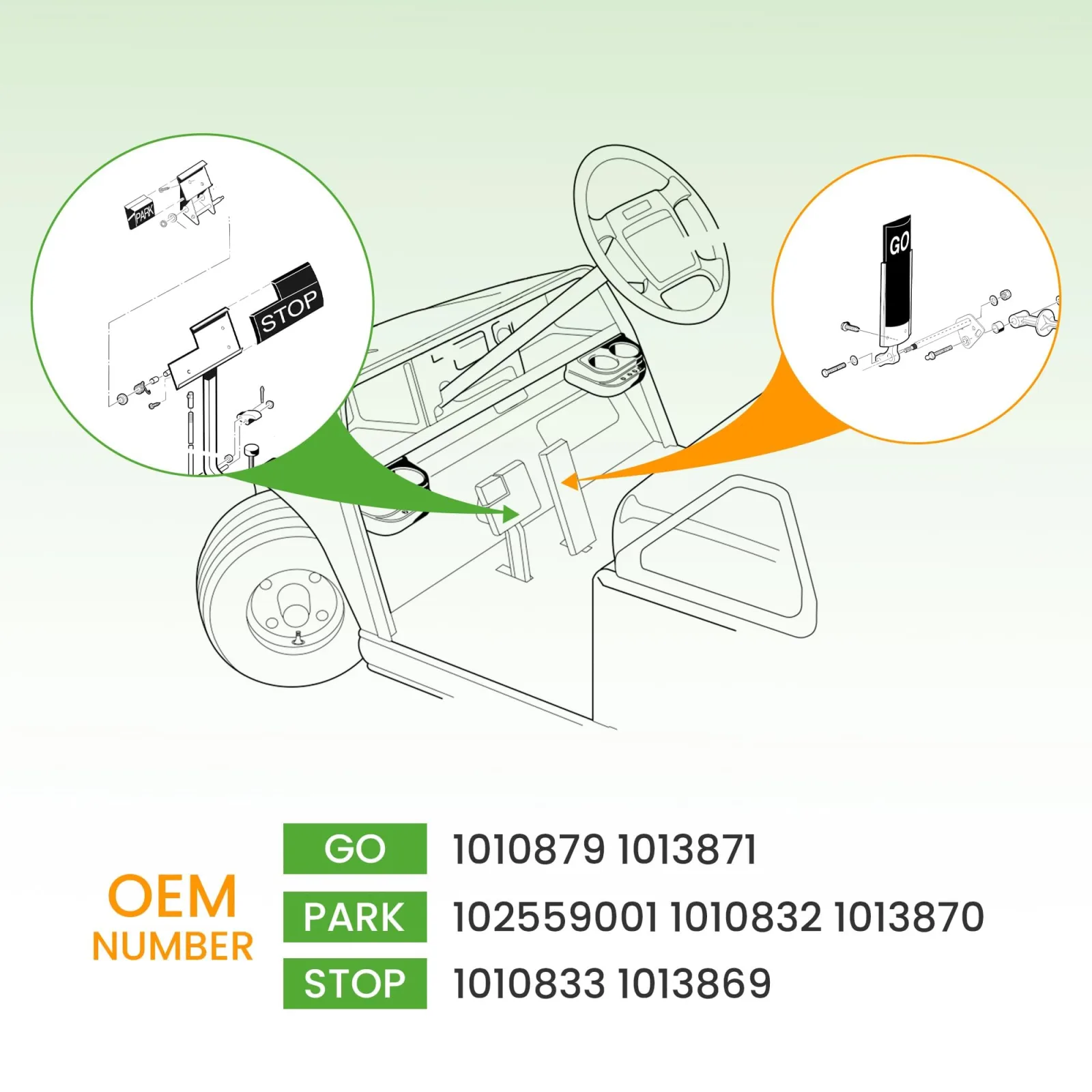 10L0L Pedal Pad Set for Club Car DS, 1981-Up image 3