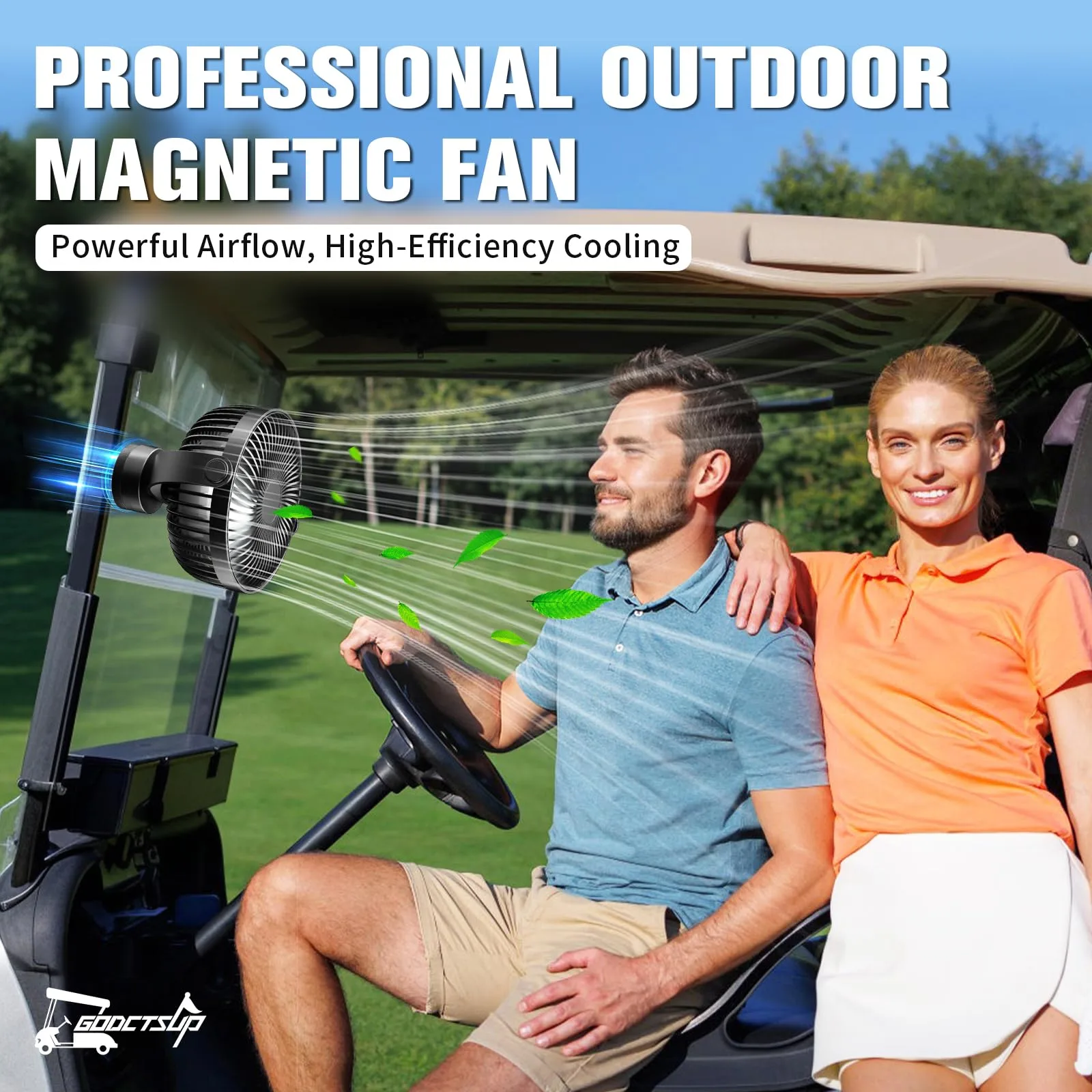 GODCTSUP Rechargeable Magnetic Golf Cart Fan with LED image 2