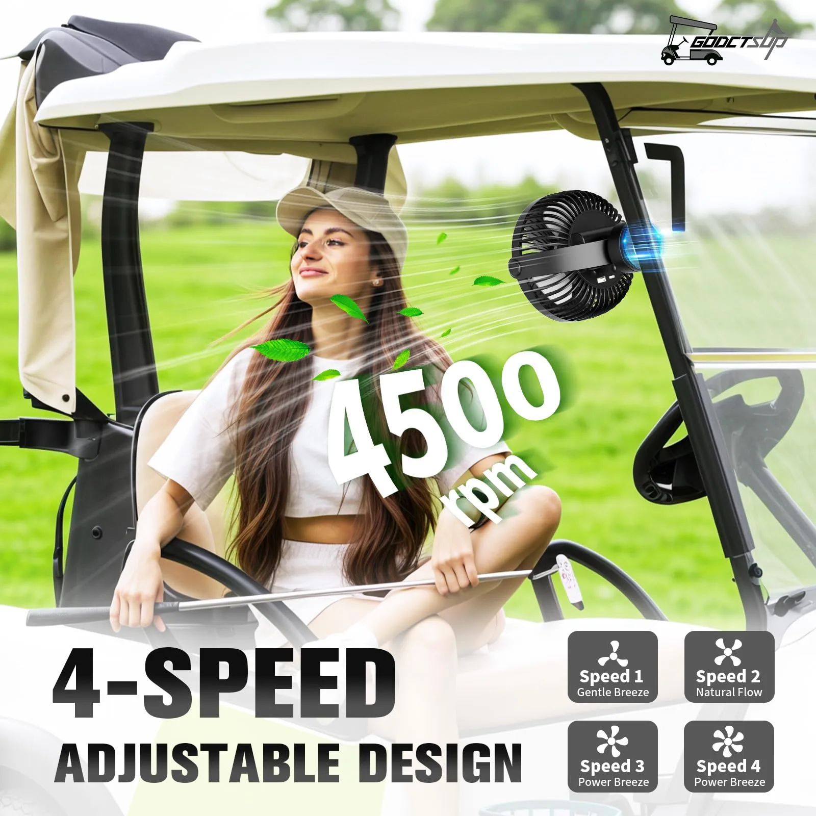 GODCTSUP Rechargeable Magnetic Golf Cart Fan with LED image 4