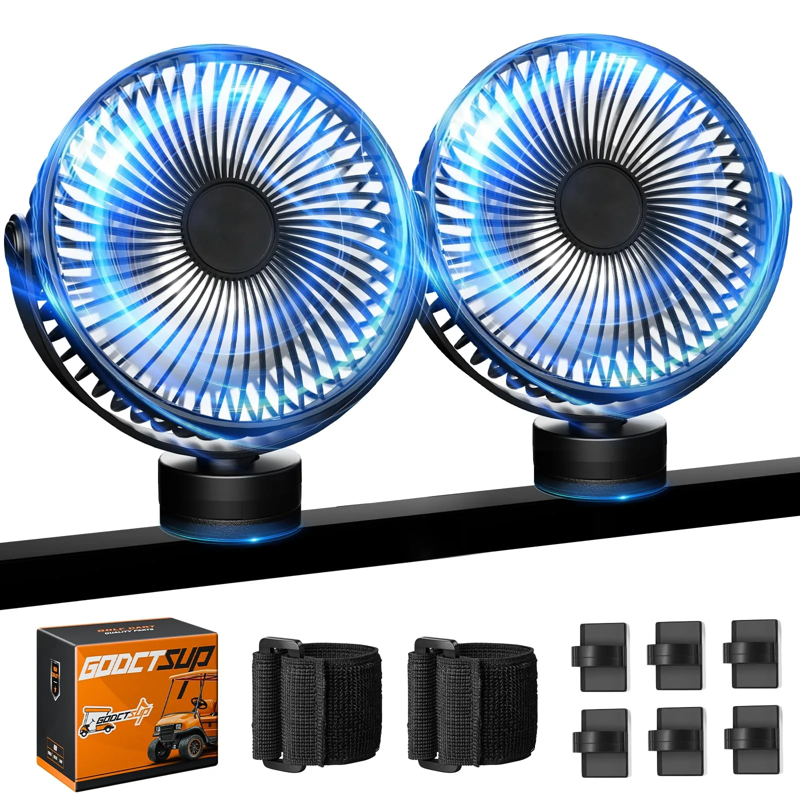 GODCTSUP Rechargeable Magnetic Golf Cart Fan with LED