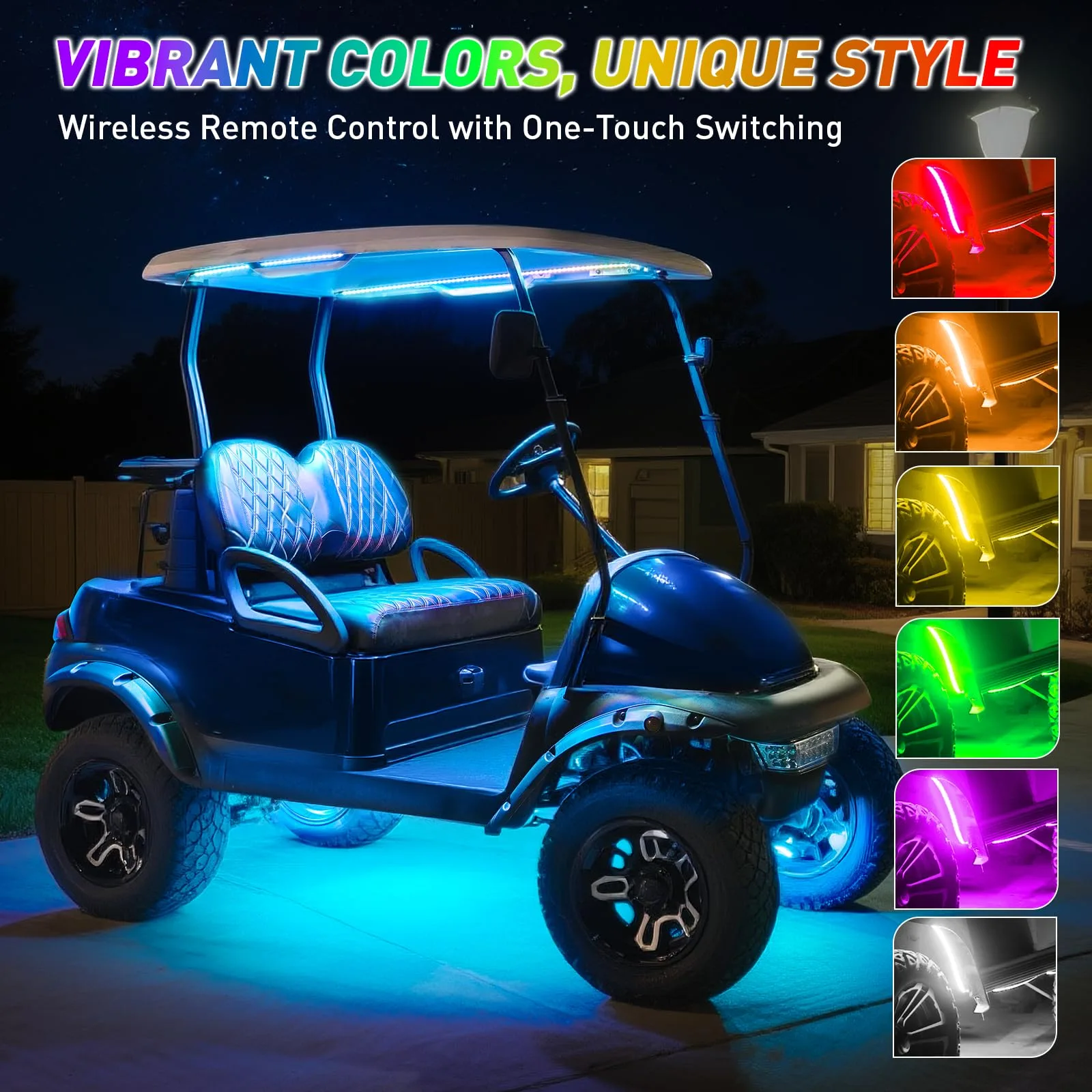 FIXHAWK Golf Cart Underglow LED Strip Kit FK-0094, RGB Music Sync image 2