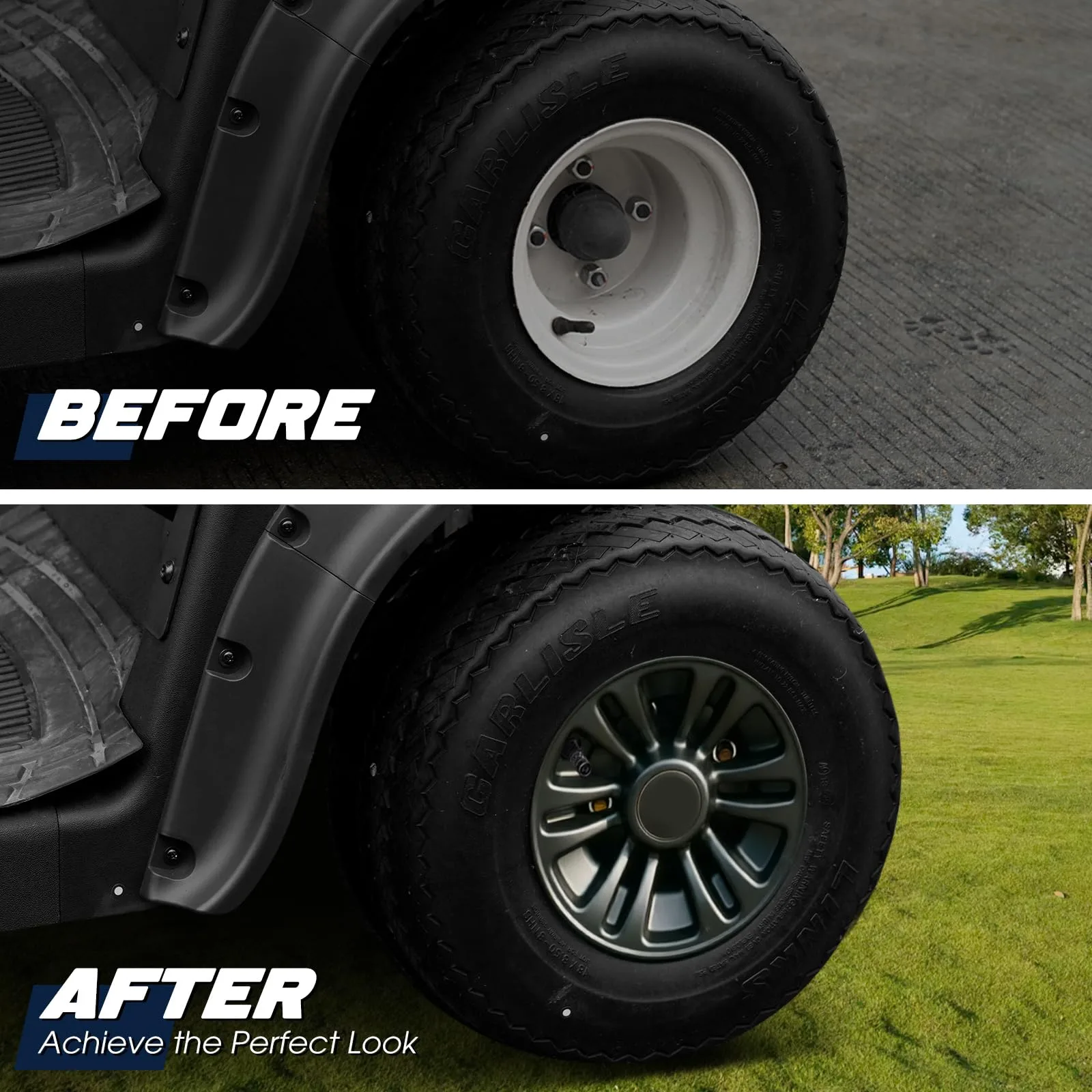 Dacalo Golf Cart 8-Inch Wheel Covers, Matte Black, 4-Piece image 2