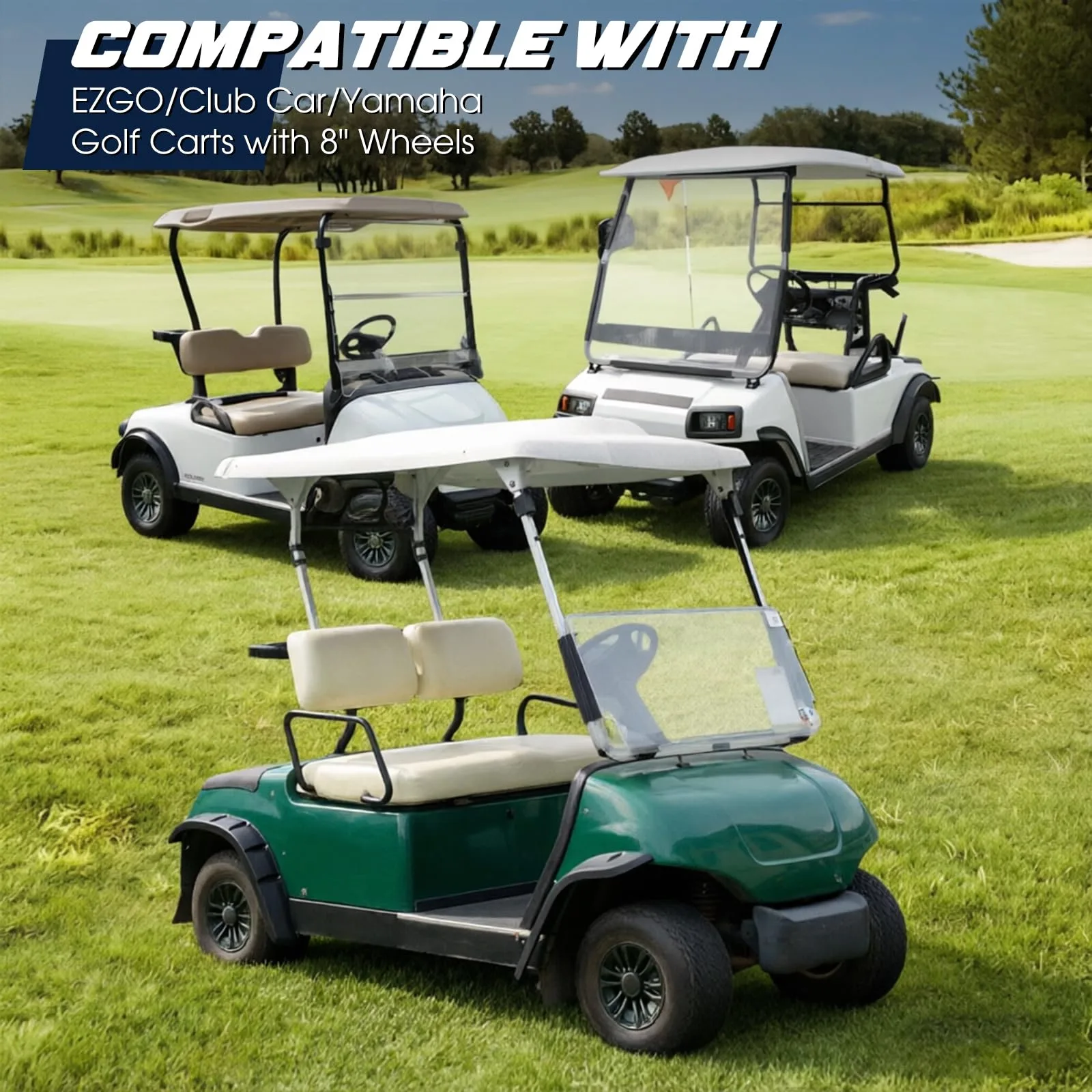 Dacalo Golf Cart 8-Inch Wheel Covers, Matte Black, 4-Piece image 3