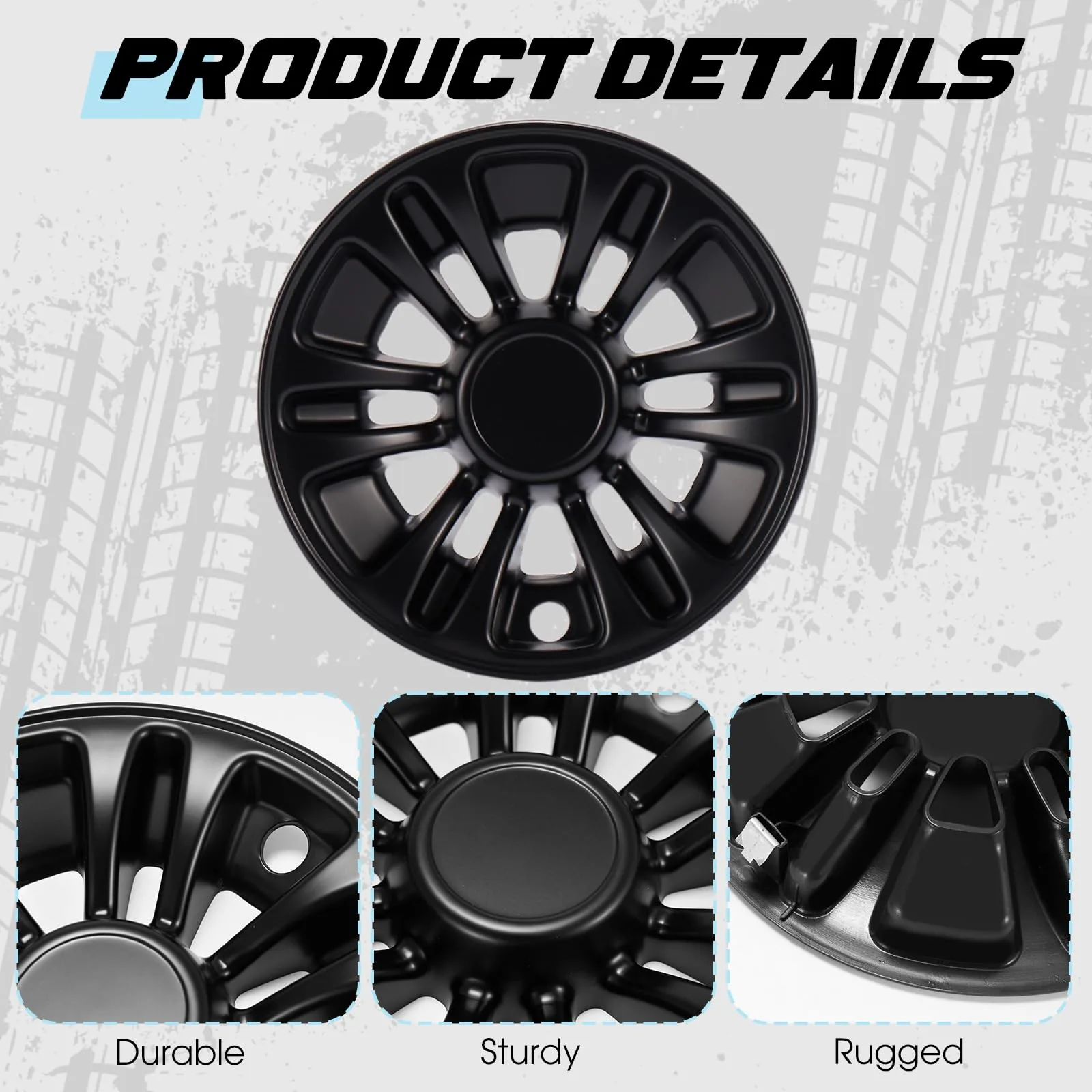 Dacalo Golf Cart 8-Inch Wheel Covers, Matte Black, 4-Piece image 4