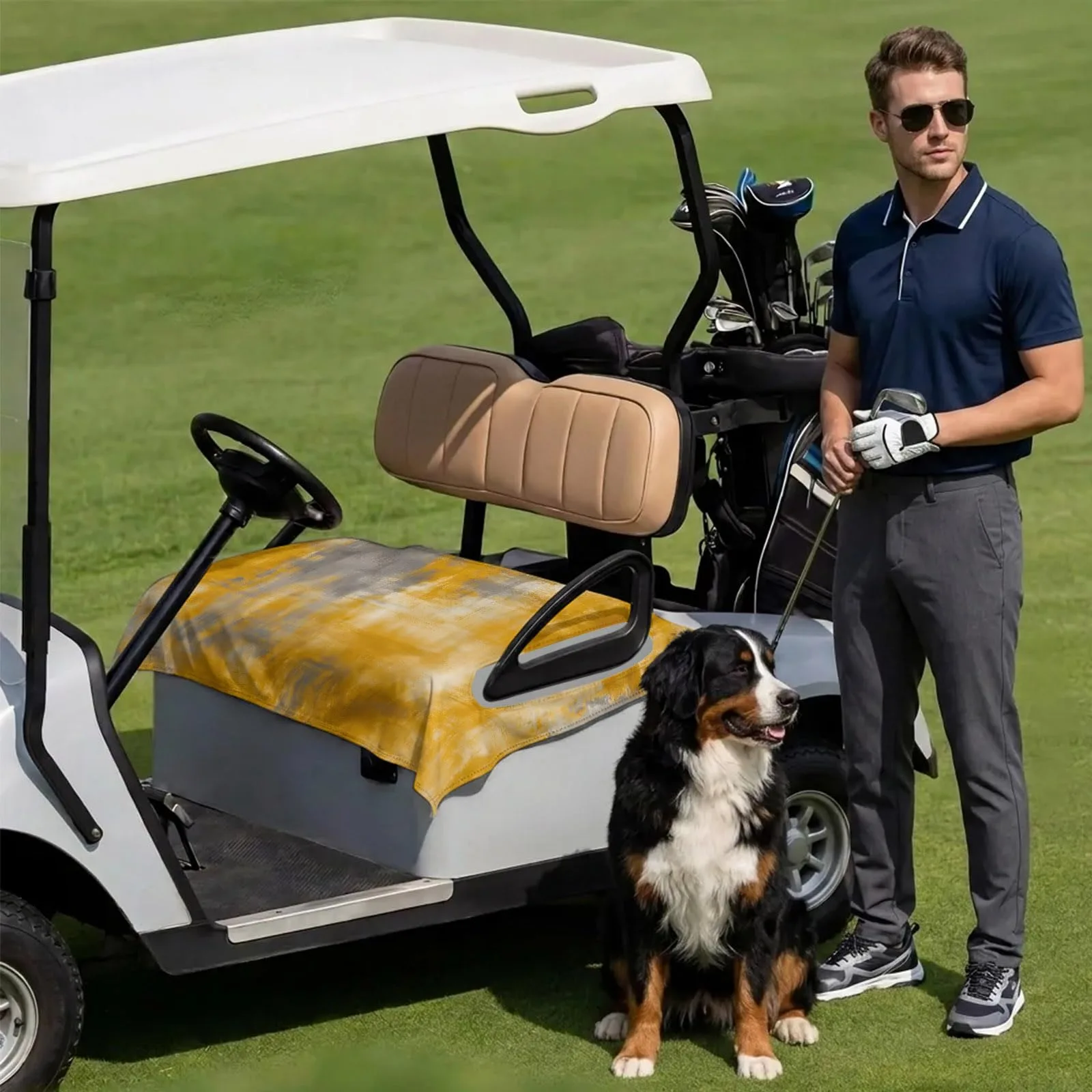 DecorLovee Golf Cart Seat Cover 51 x 31-Inch Orange Gray image 3