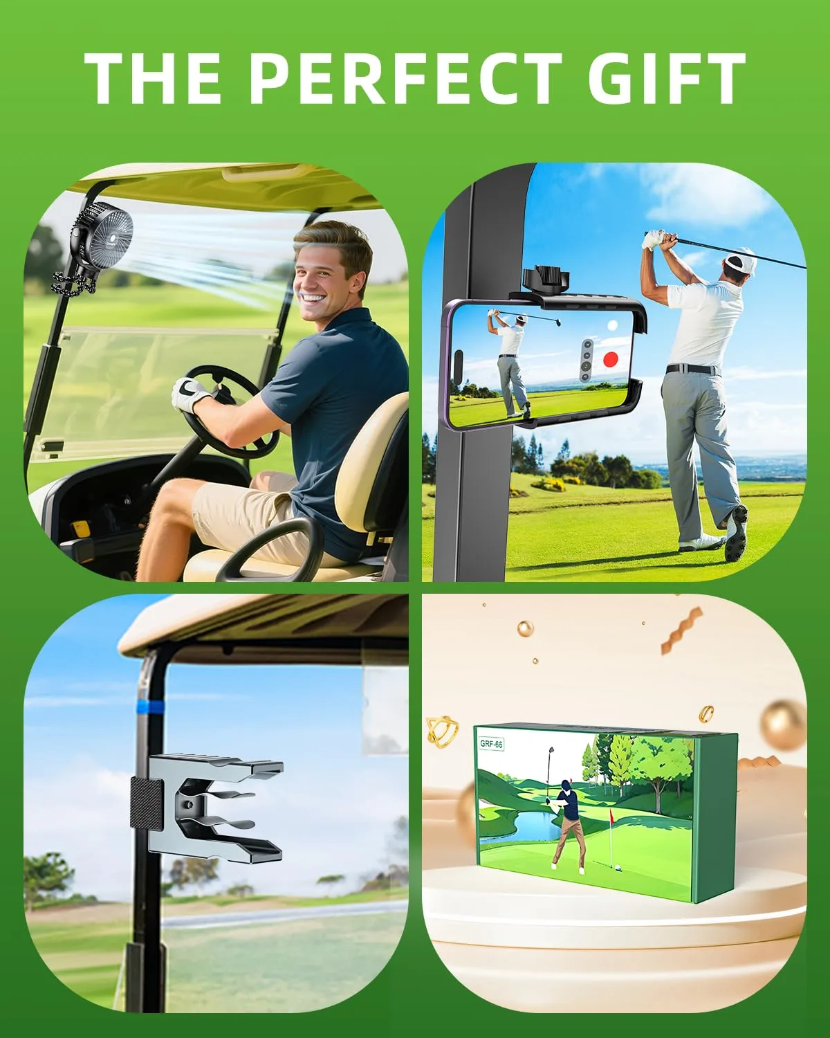 Omnqira 3-in-1 Golf Cart Accessories Gift Set — Fan, Magnetic Phone Mount, Clip image 3