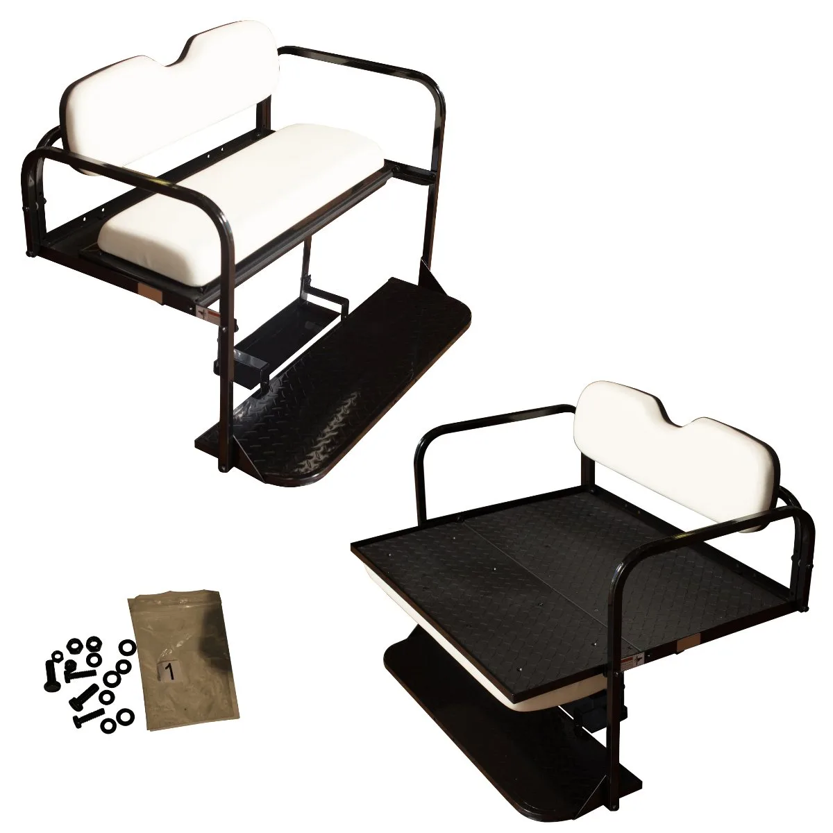 Performance Plus Carts RXV Flip-Folding Rear Seat Kit — Oyster White (RXVFRSWH)