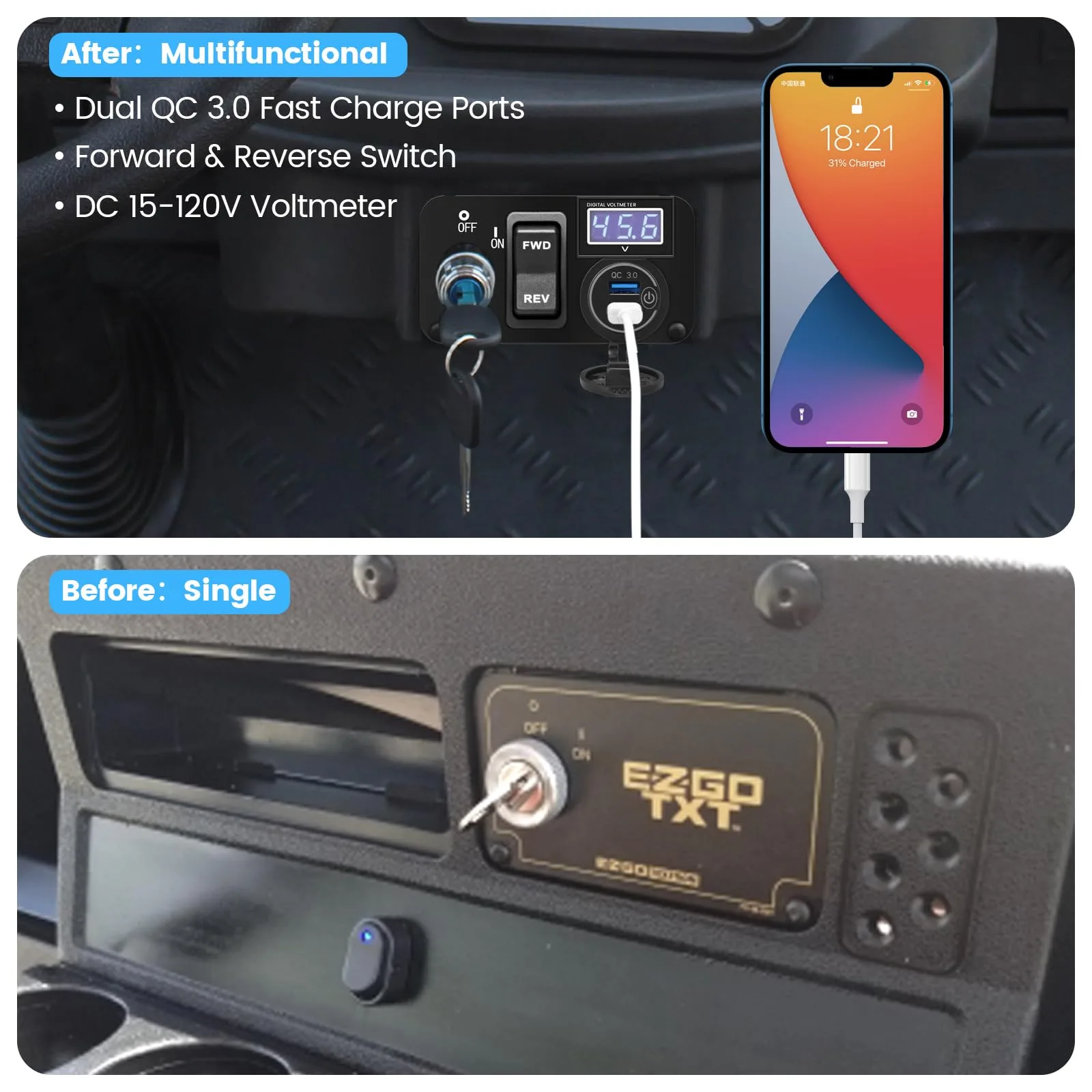 Briidea 3-in-1 Panel for E-Z-GO TXT, PDS & Medalist image 2