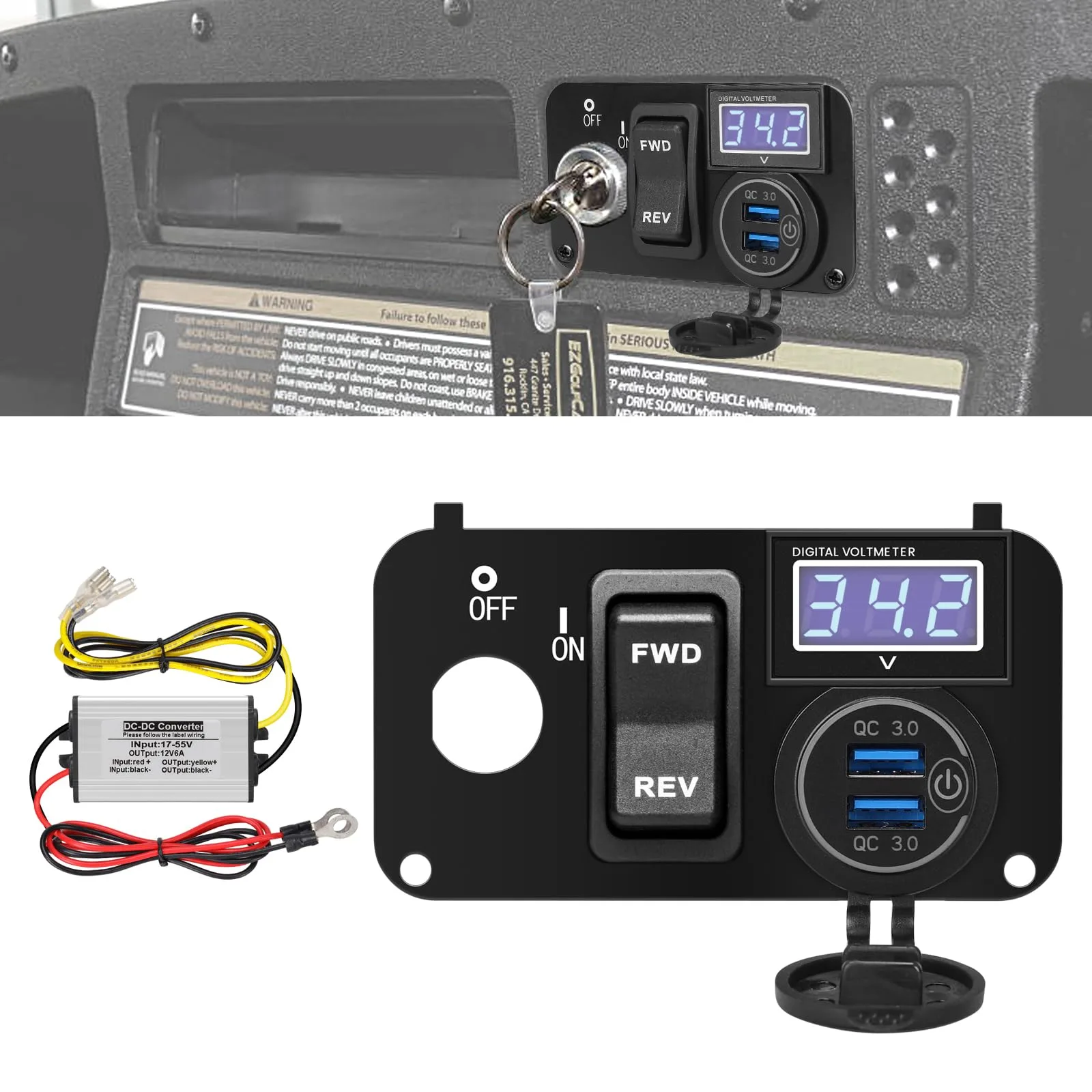Briidea 3-in-1 Panel for E-Z-GO TXT, PDS & Medalist