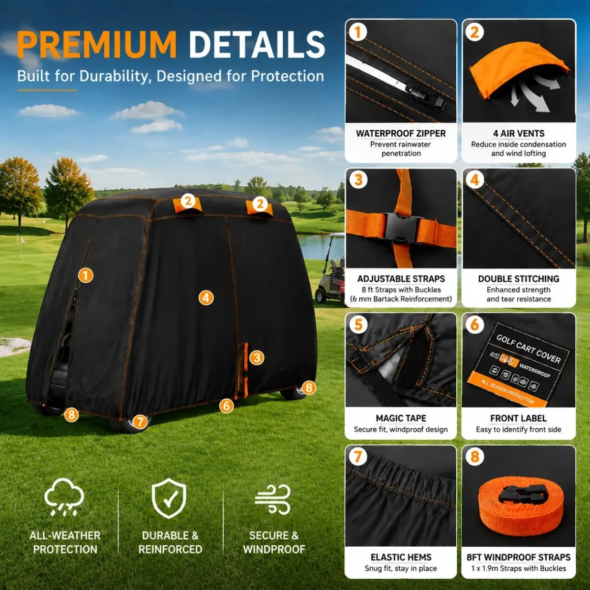 jdjskcma Golf Cart Cover for E-Z-GO Express S4, 2012-2024 image 4