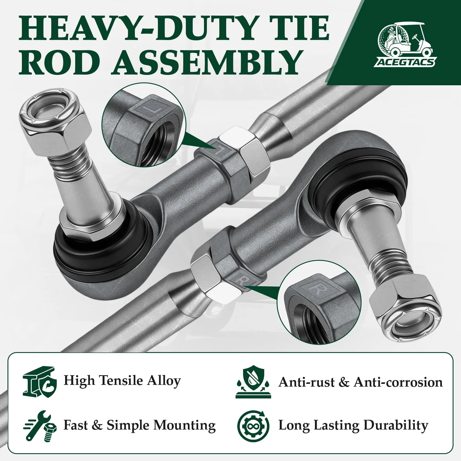 ACEGTACS Tie Rod Assembly for E-Z-GO TXT Golf Carts image 4