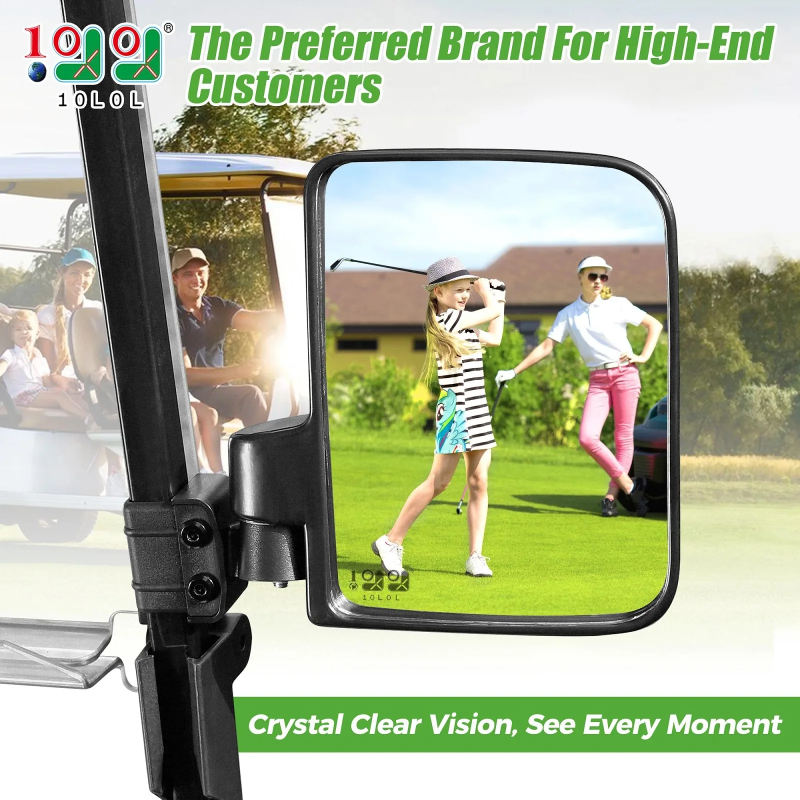 10L0L 00028-D No-Drill Golf Cart Side Mirrors image 2
