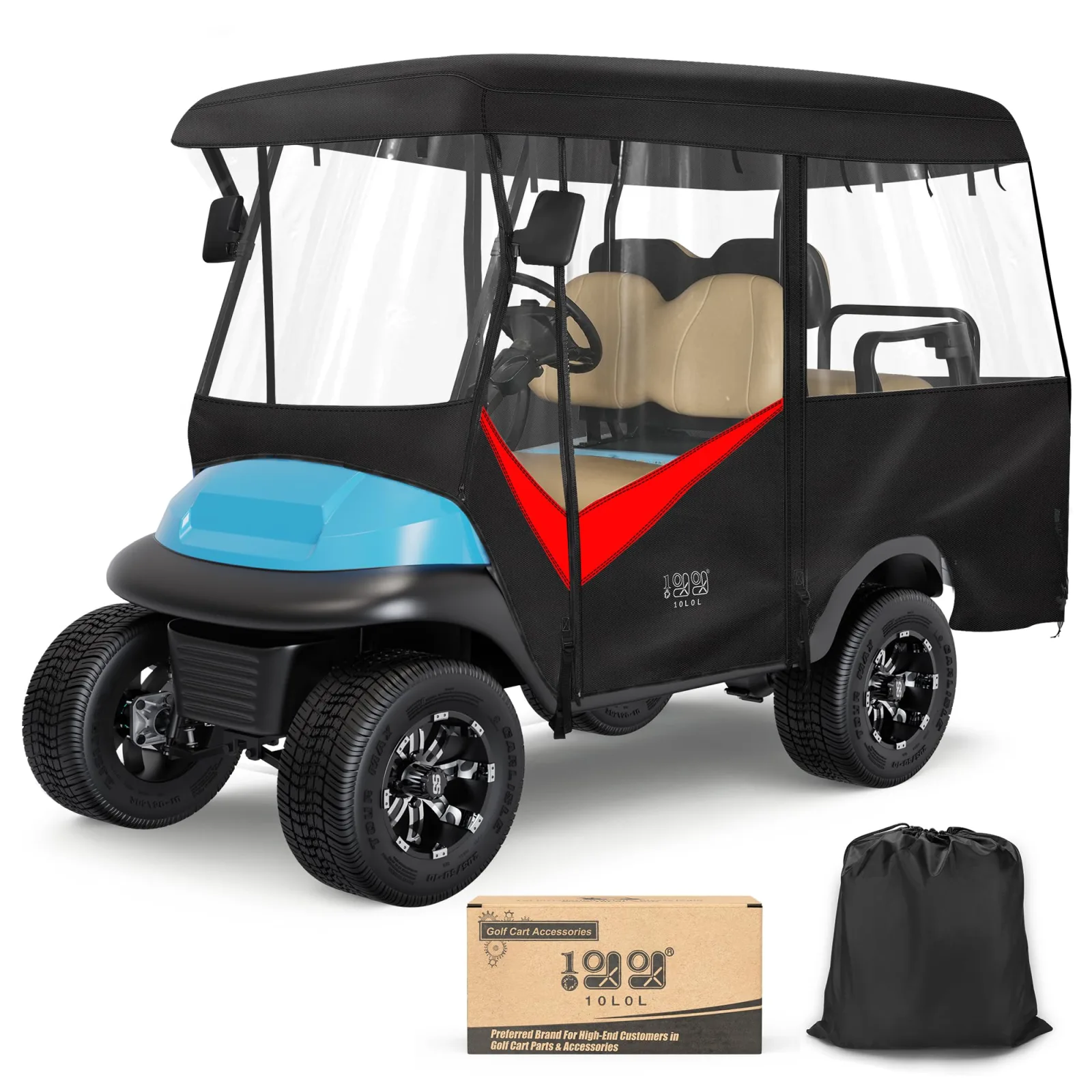 10L0L 4-Passenger Extended-Roof Golf Cart Enclosure