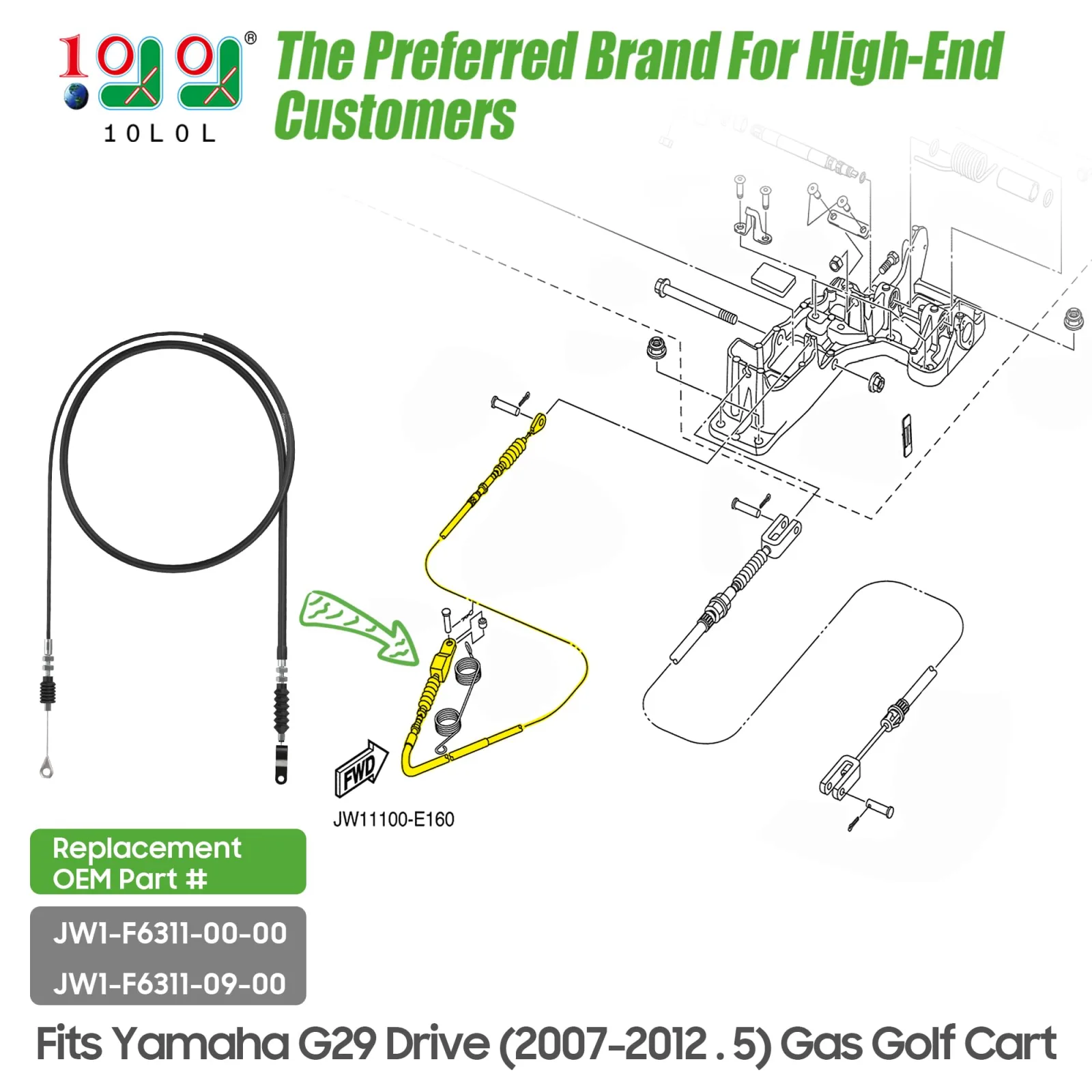 10L0L Throttle Cable for Yamaha G29 Drive Gas Carts image 2