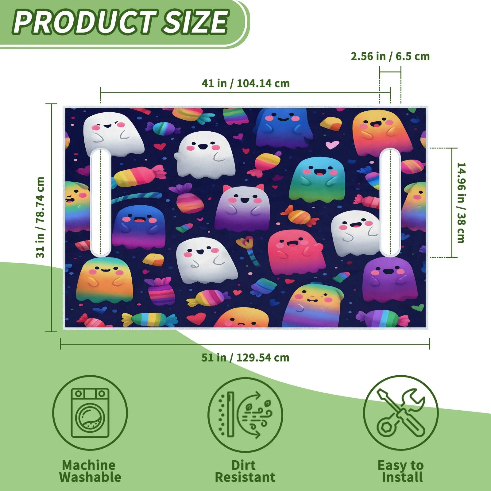 Tiveruda Ghost Neon Golf Cart Seat Cover — 51" x 31" for 2-Person Seats image 2