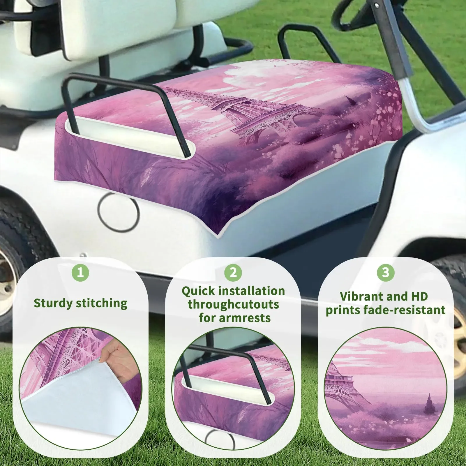 Tiveruda Eiffel Tower Golf Cart Seat Cover, 51 x 31 in image 3