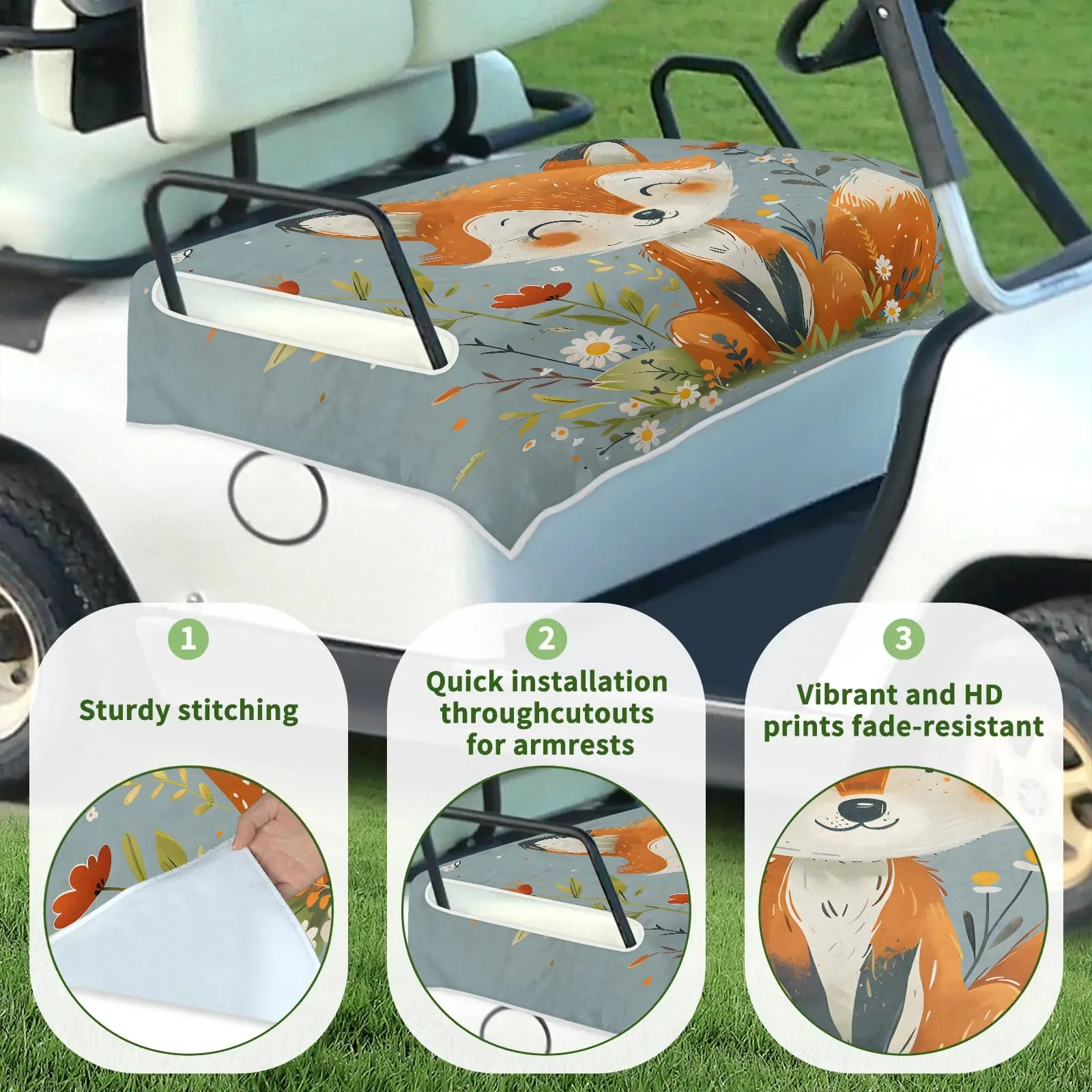 Tiveruda Golf Cart Seat Cover for Double Seats image 3