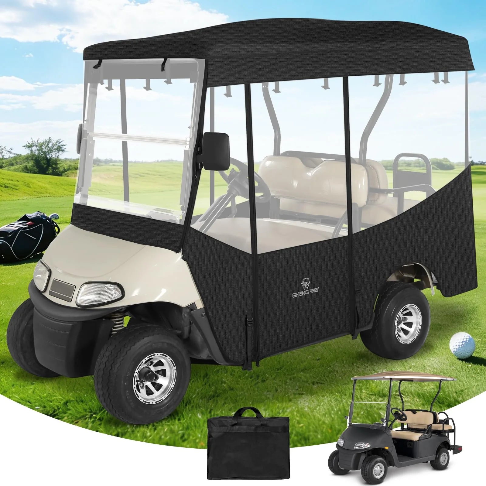 CHENGWEI Enclosure for E-Z-GO RXV 4-Passenger Long Roof