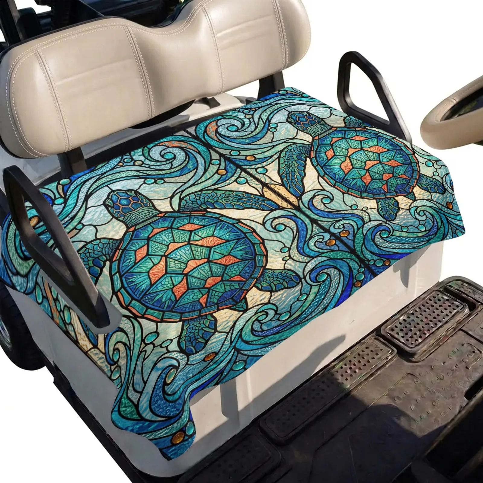 DecorLovee Teal Marble Golf Cart Seat Cover, 51 x 31 in