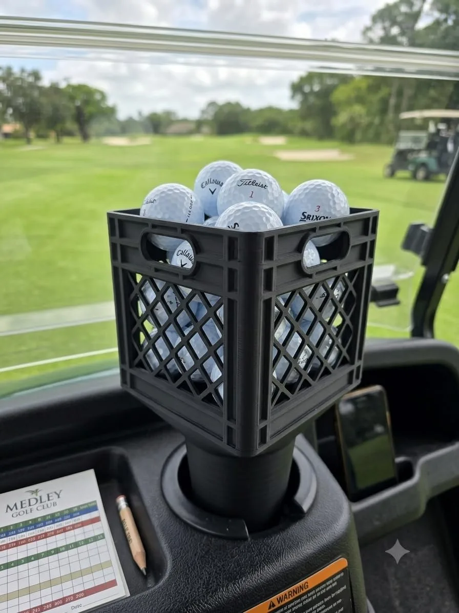 Golf Cart Cup Holder Crate Golf Ball Organizer