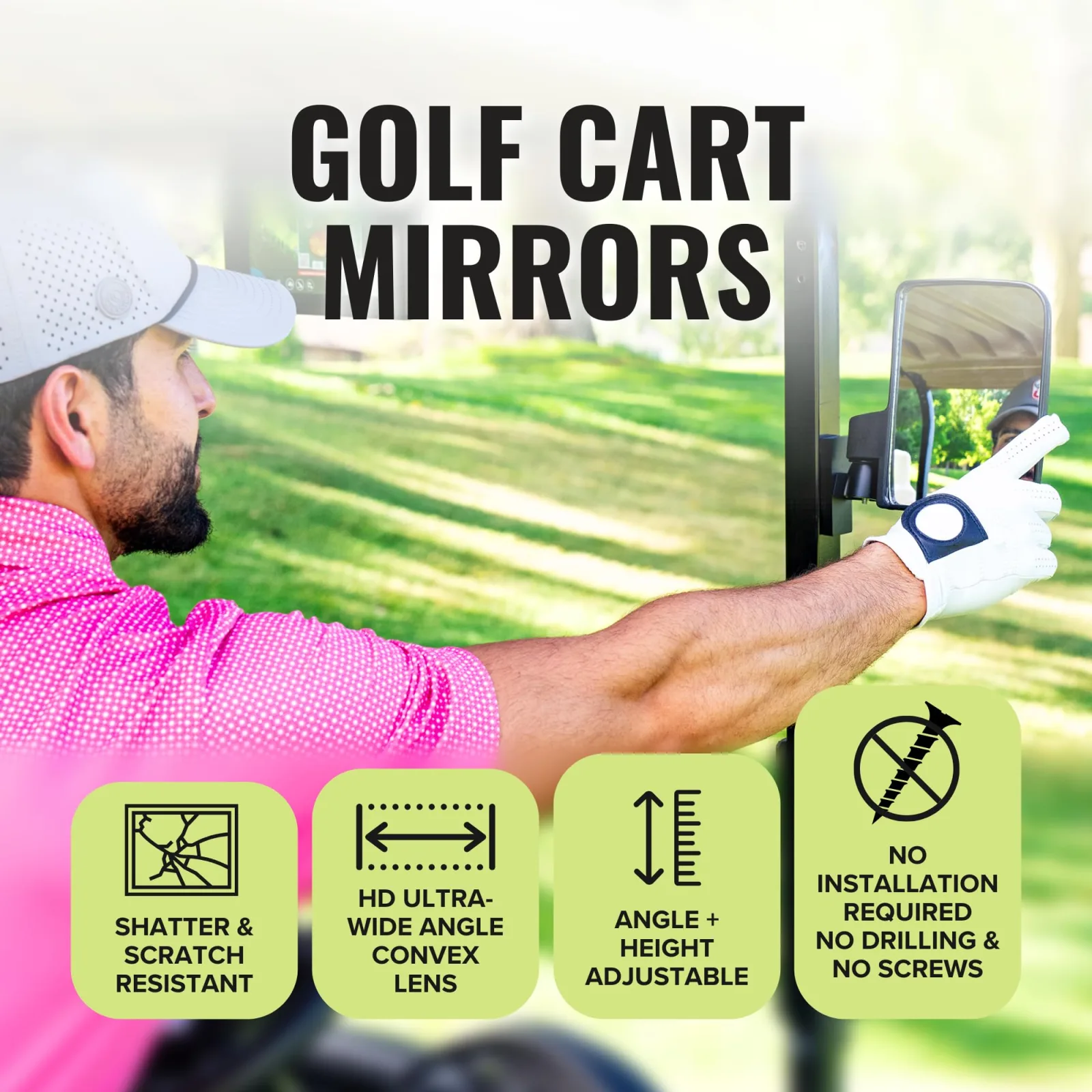 Stripebird Magnetic Golf Cart Mirrors SB-17003 image 3