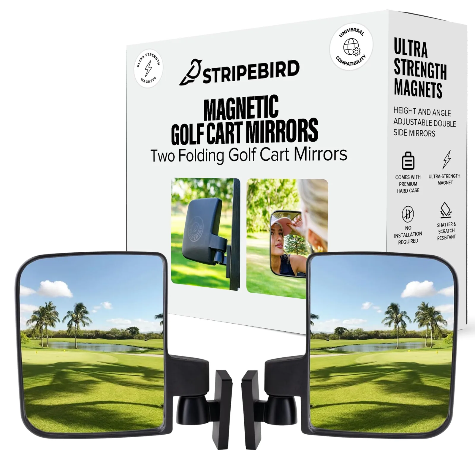 Stripebird Magnetic Golf Cart Mirrors SB-17003