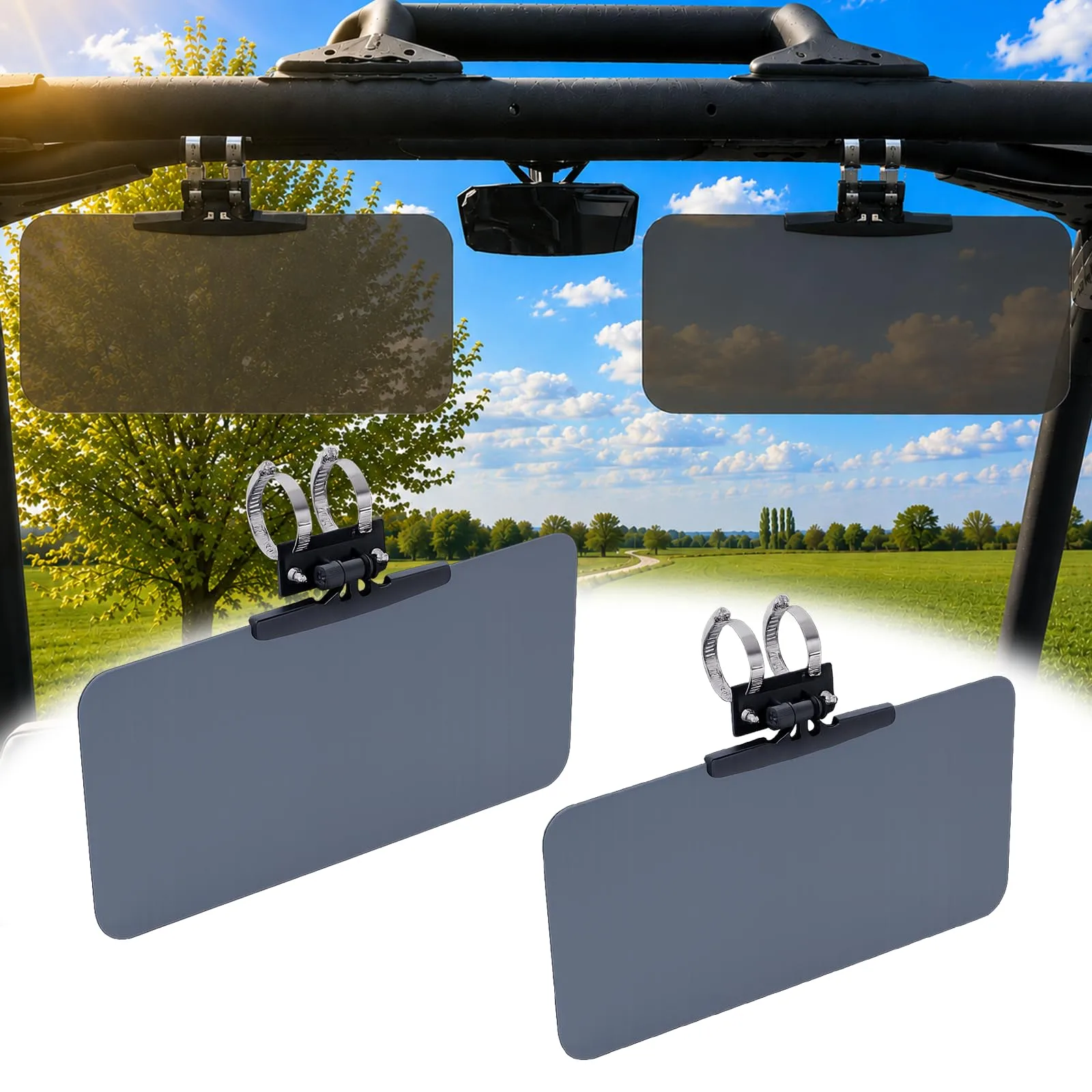 AMOEJOV Golf Cart & UTV Sun Visor 2-Piece Kit