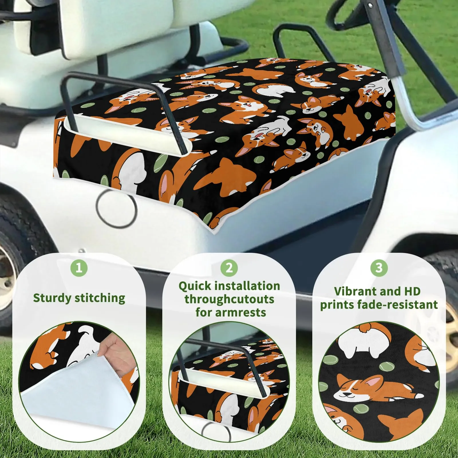 Tiveruda Golf Cart Seat Cover for Double Seats, 51 x 31 in image 3