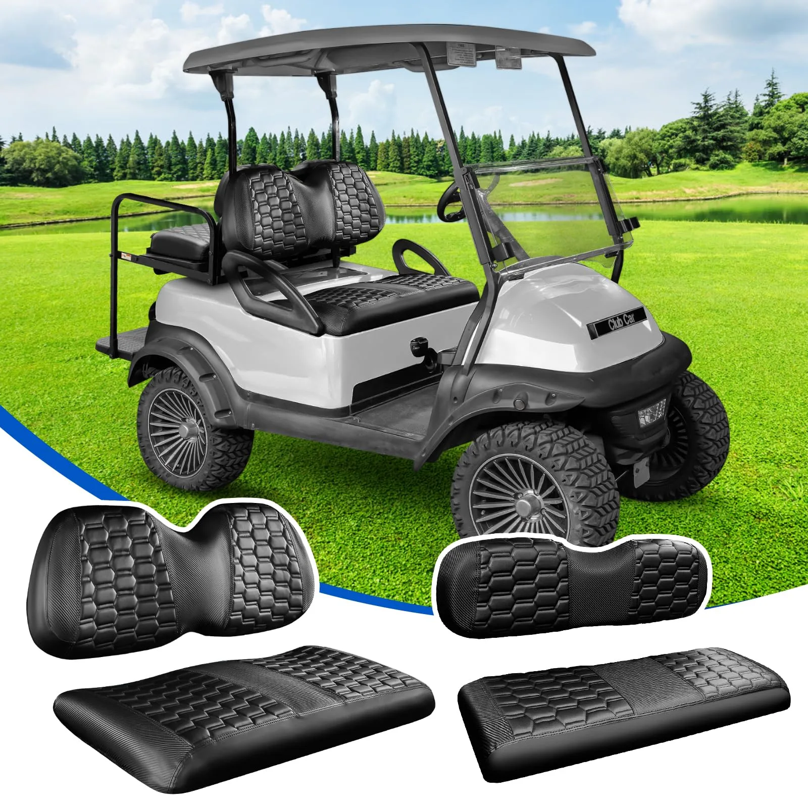 NOKINS 4-Piece Seat Covers Kit for Club Car Precedent - NKS4R10015CF-B