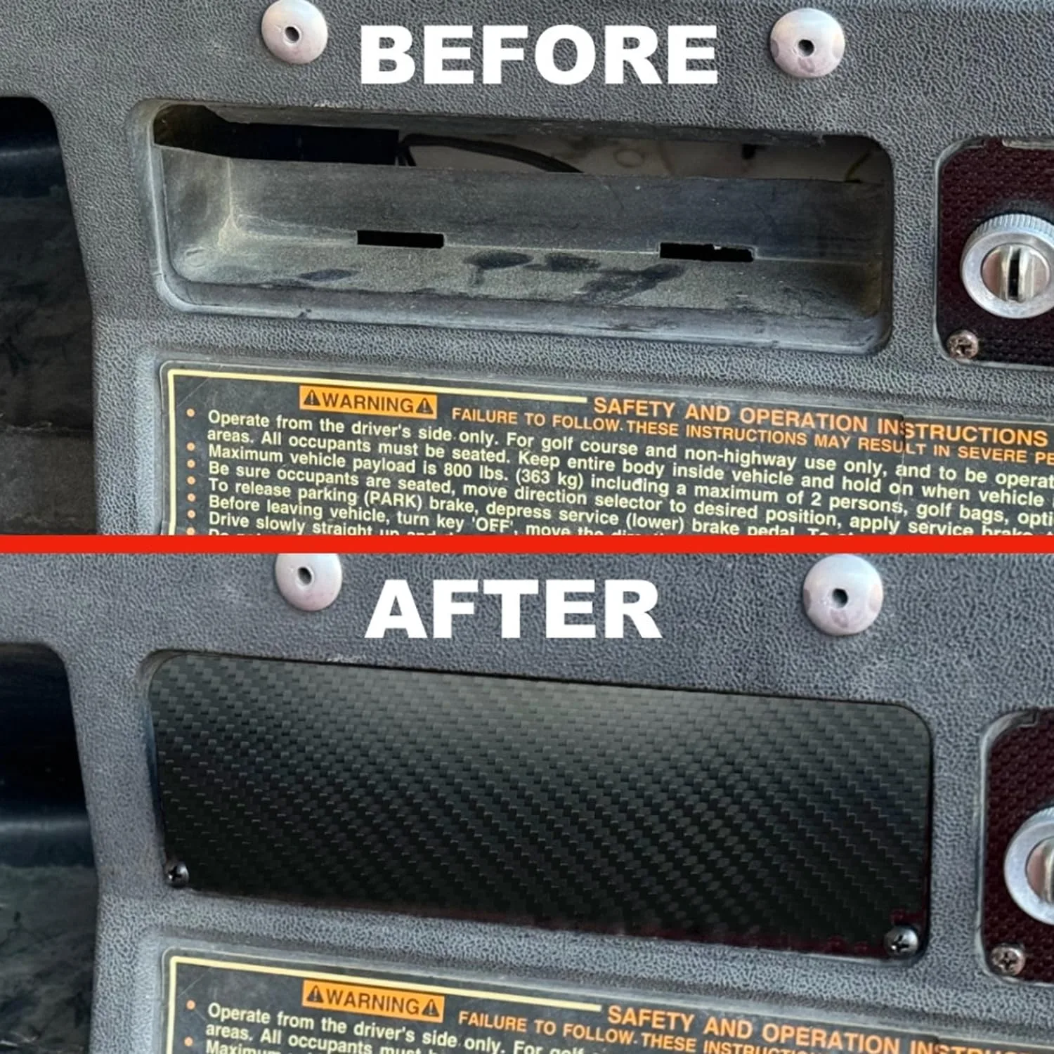 OZ-USA Carbon Fiber Dash & Key Switch Plate for E-Z-GO TXT/Medalist image 3