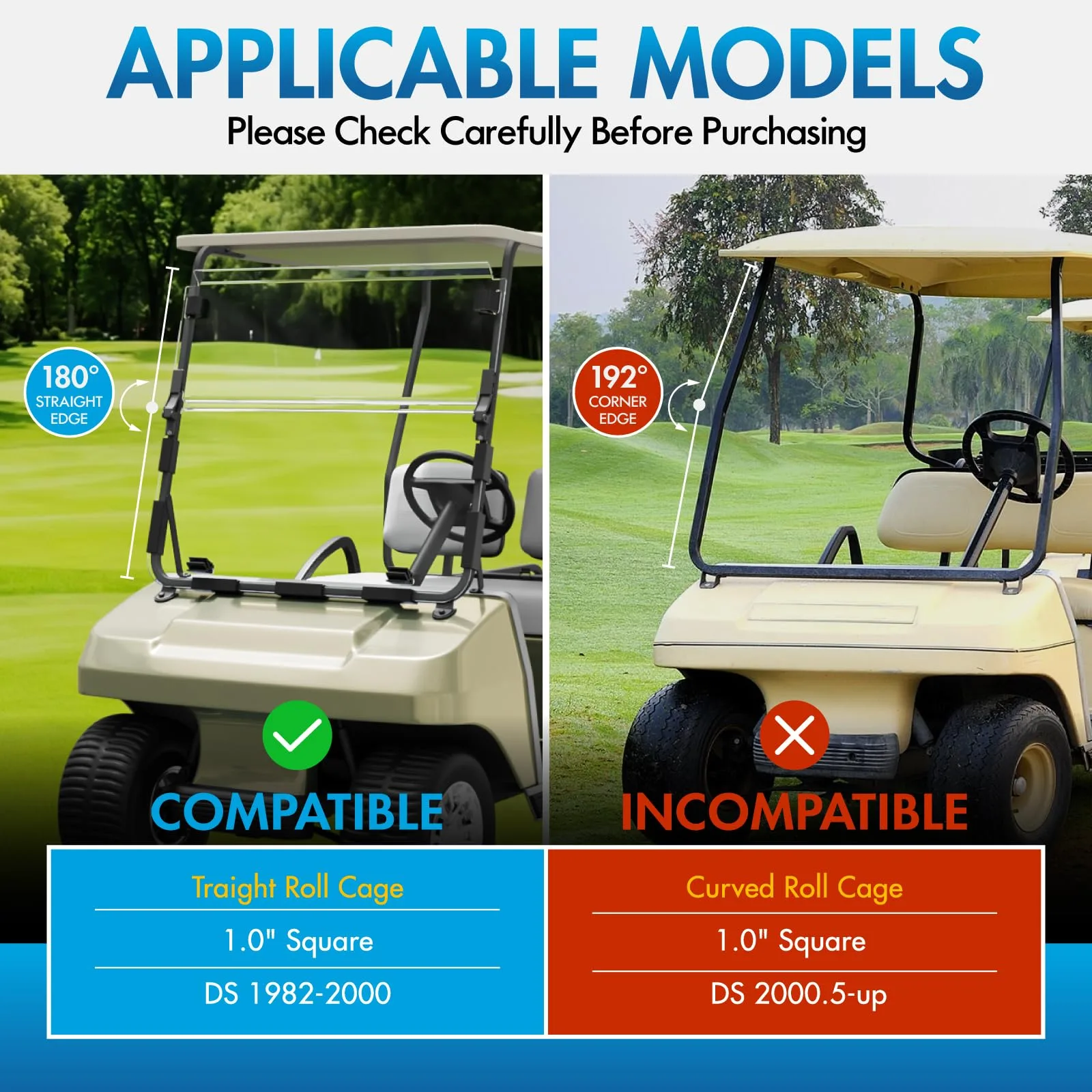 ENEKERP Foldable Windshield for Club Car DS 1982-2000 image 2