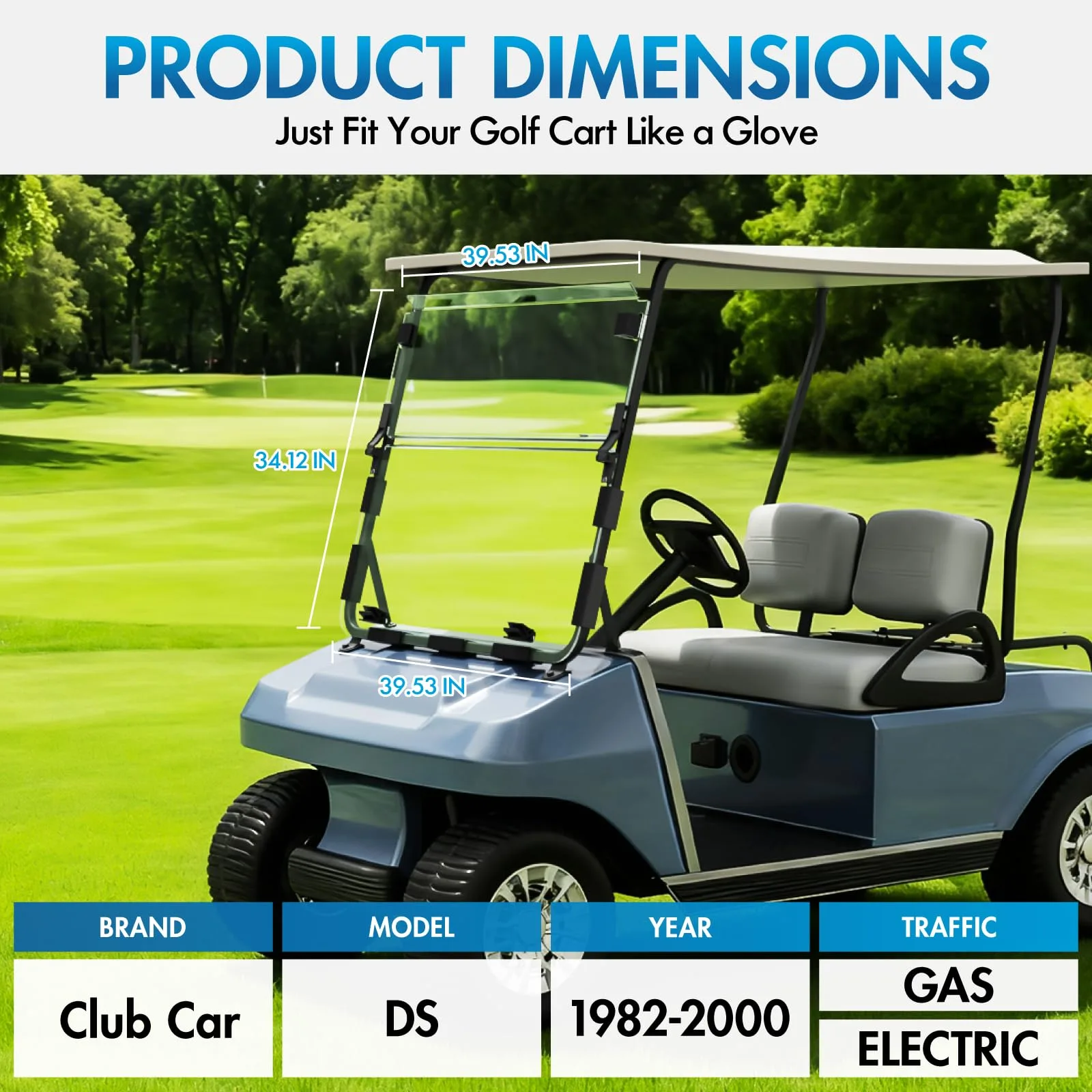ENEKERP Foldable Windshield for Club Car DS 1982-2000 image 3