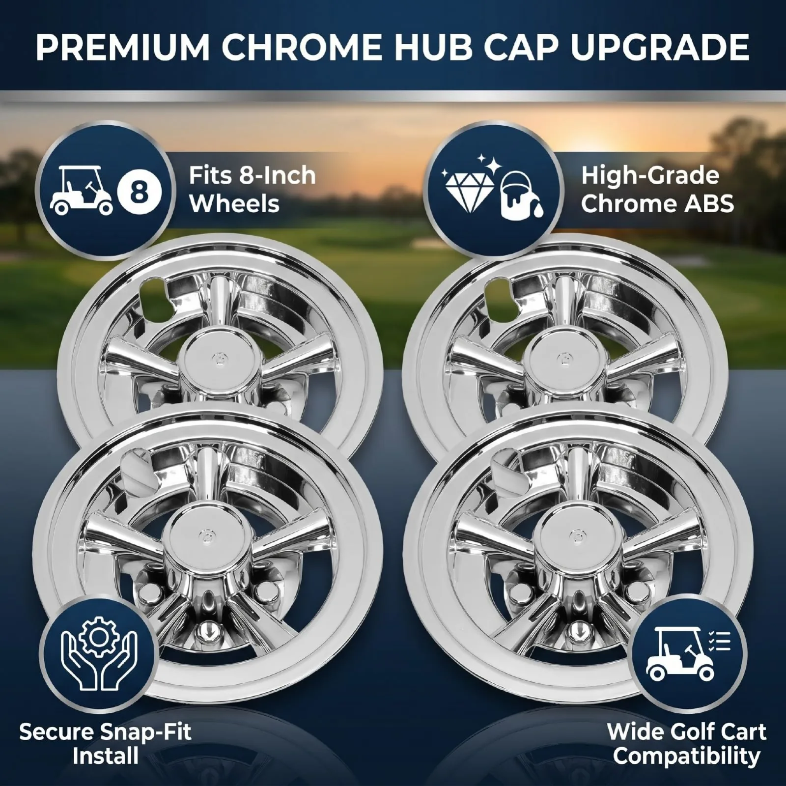 Luocute Chrome Hub Caps for Club Car DS Precedent image 3