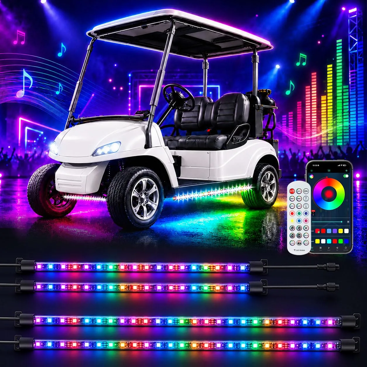 Roykaw Golf Cart Underglow LED Light Kit ROY-0431BK-01