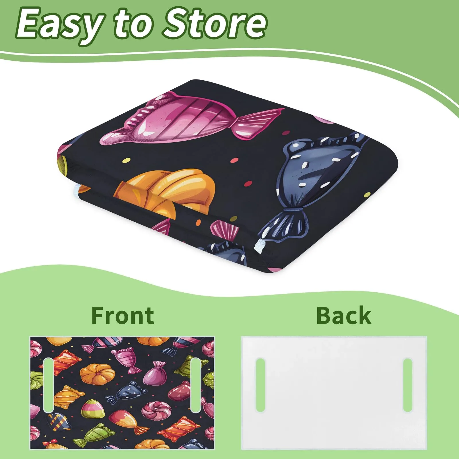 Tiveruda 51" x 31" Halloween Kawaii Candy Universal 2-Person Golf Cart Seat Cover image 4