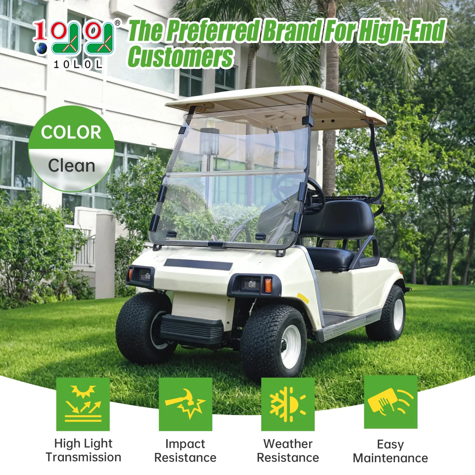 10L0L Club Car DS Foldable Windshield BOD-T118-C image 2