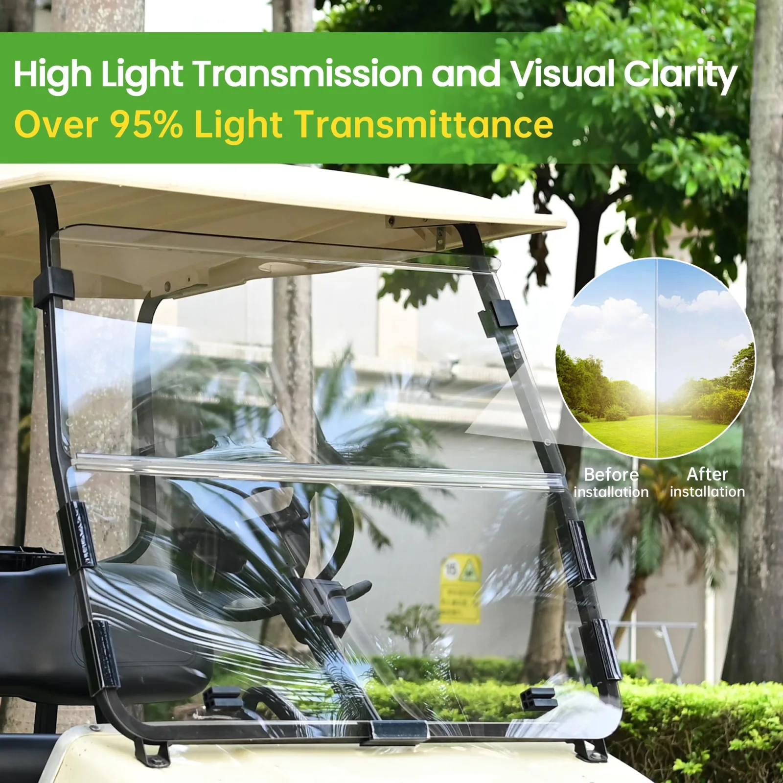 10L0L Club Car DS Foldable Windshield BOD-T118-C image 3