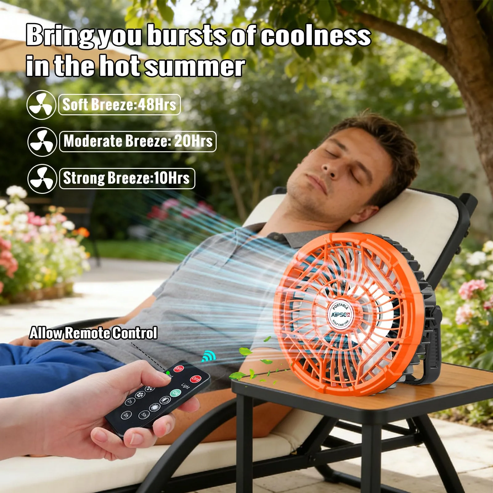 AIPSET AP0597N 7" Rechargeable Golf Cart Fan with LED Lantern image 3