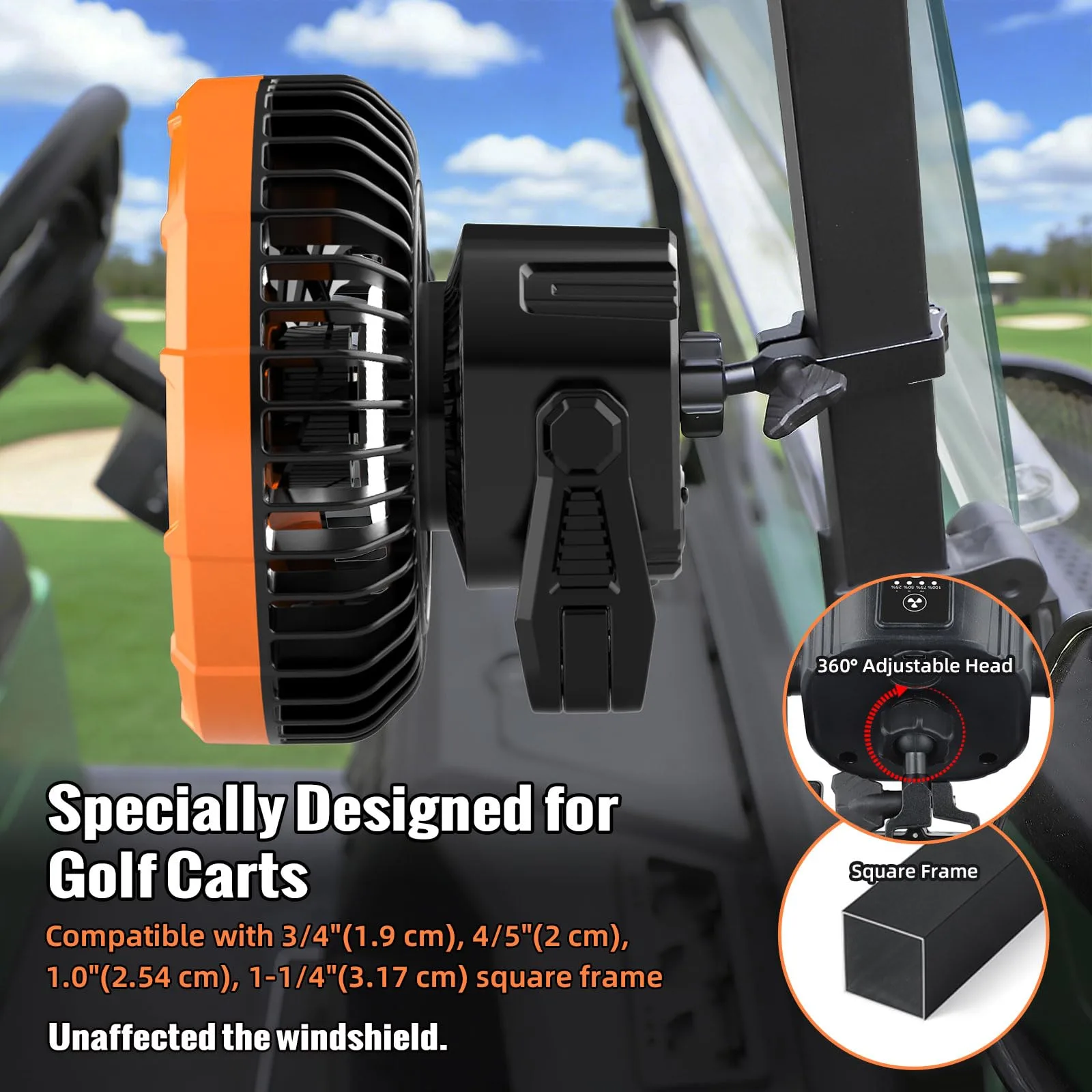AIPSET AP0597N 7" Rechargeable Golf Cart Fan with LED Lantern image 4