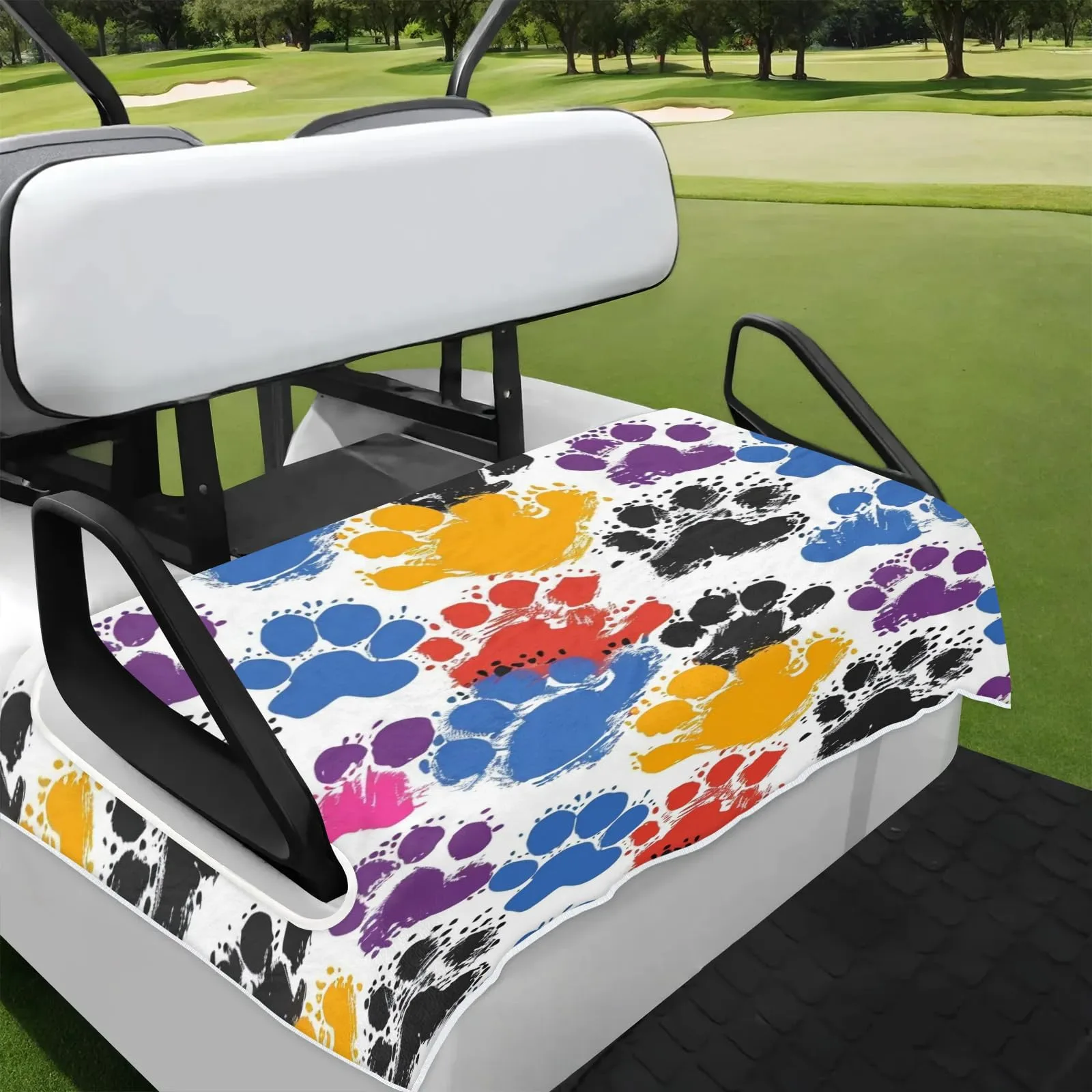 Tiveruda Dog Paw Golf Cart Seat Cover for Double Seats