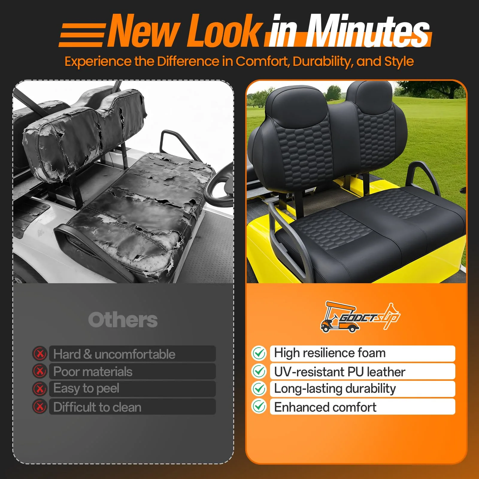 GODCTSUP E-Z-GO TXT Front Seat Cushion Kit 1994-2013 image 4