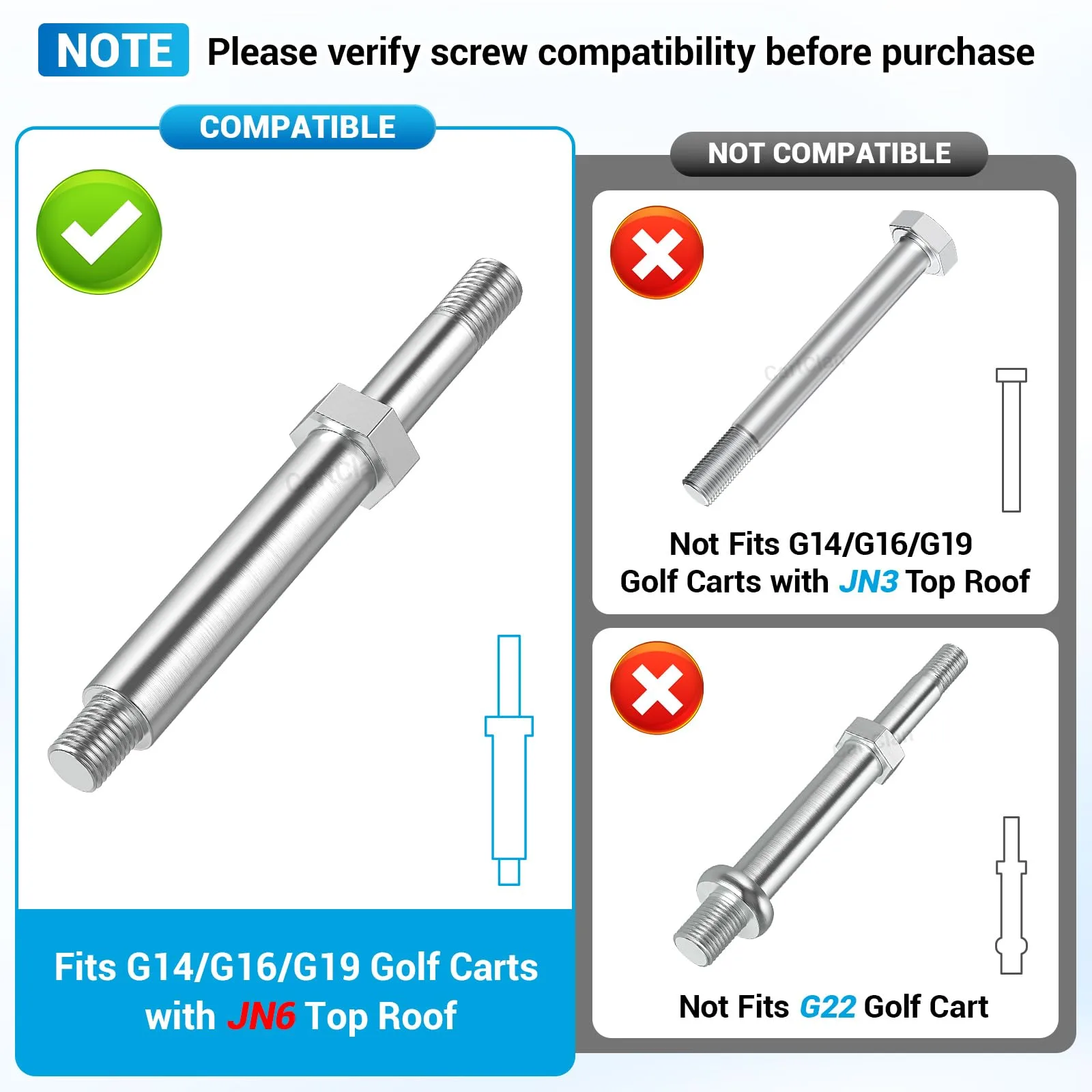 CartClan Yamaha Golf Cart Front Roof Support Repair Kit image 4
