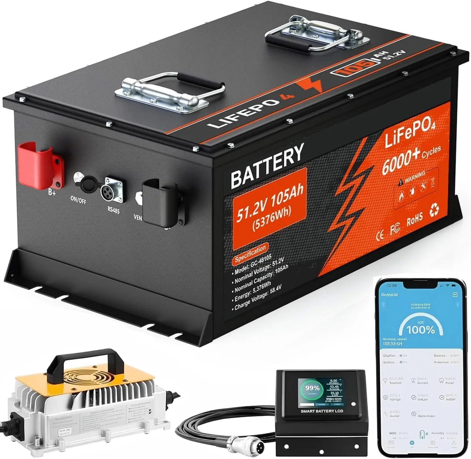KEZIMO GC10001 48V 105Ah Lithium Golf Cart Battery