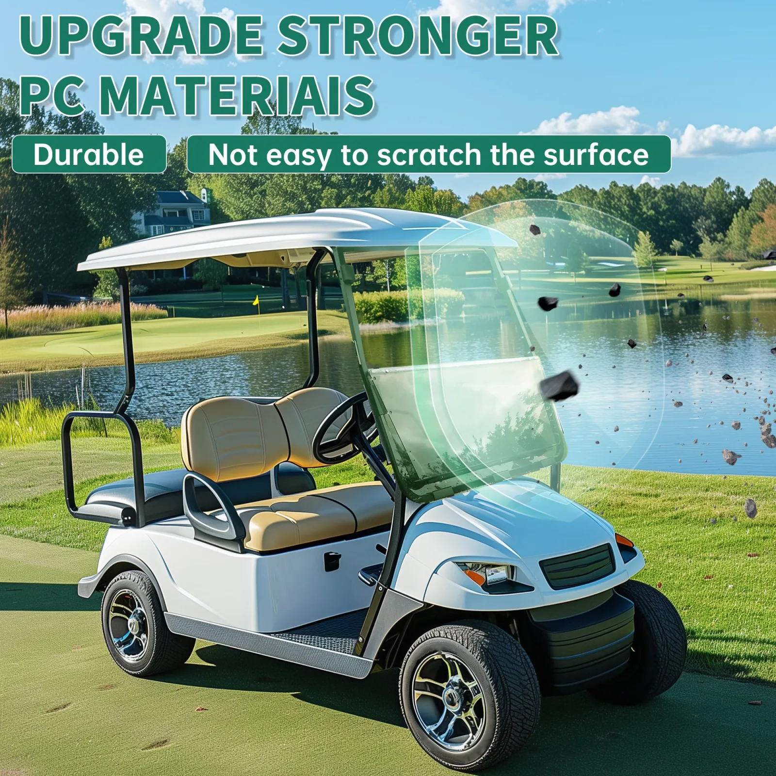 ECOTRIC Tinted Fold-Down Windshield for Club Car DS image 3