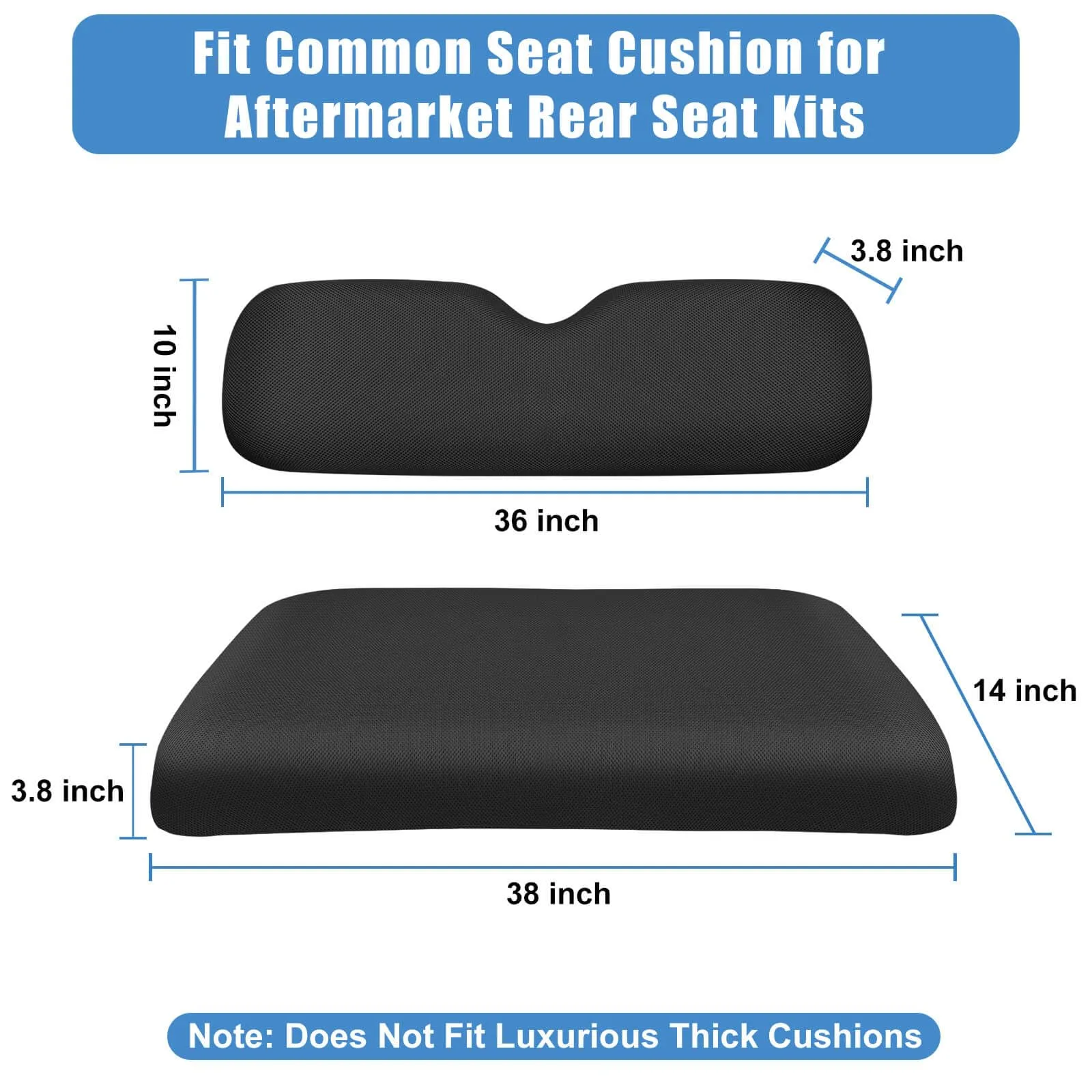 MOSNAI Rear Golf Cart Seat Covers Set M638 — Black Polyester Mesh image 2