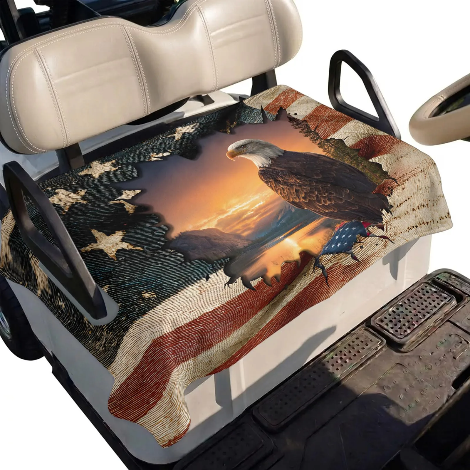 DecorLovee 51 x 31" Golf Cart Seat Cover Towel — American Flag