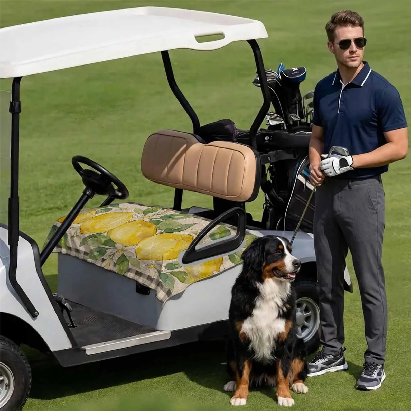 DecorLovee Lemon-Print Microfiber Golf Cart Seat Cover Towel 51x31 image 3