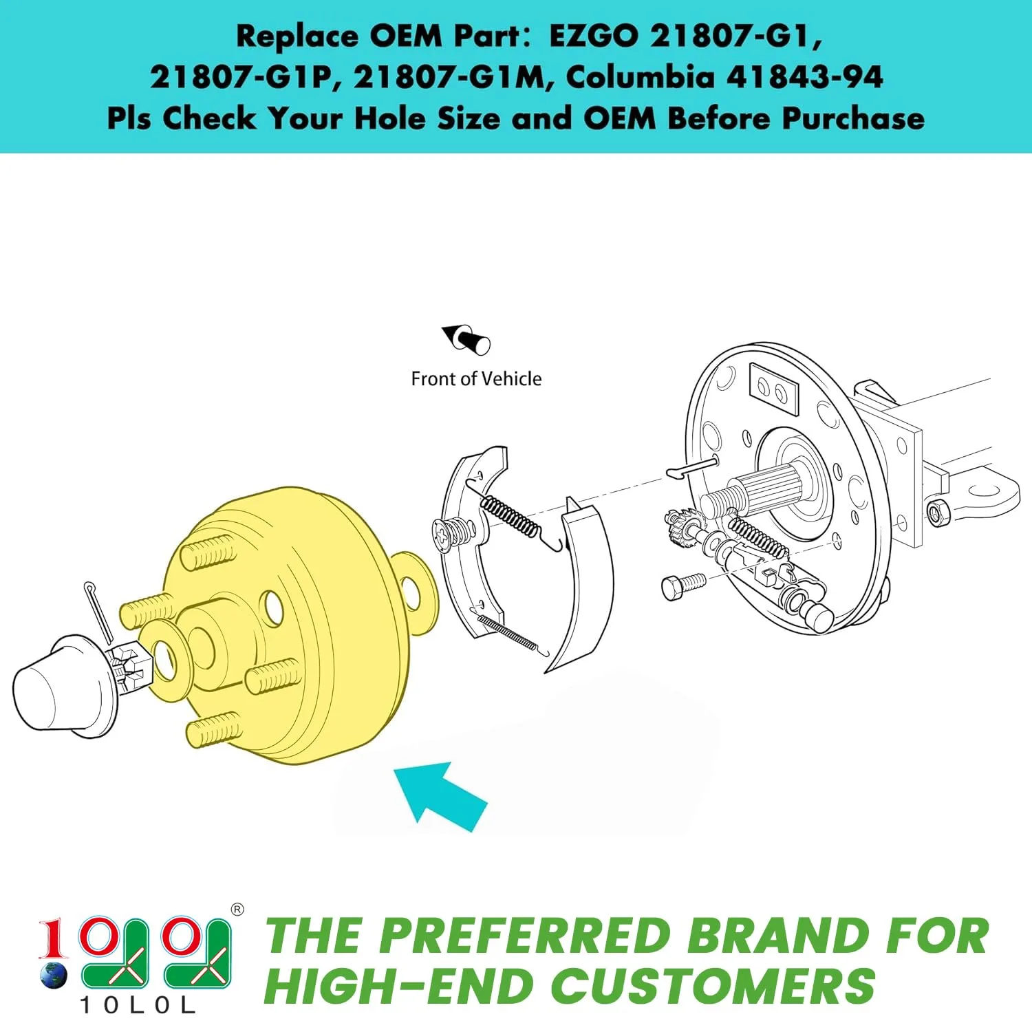 10L0L Rear Brake Drum Assembly for EZGO 4-Cycle Gas Carts image 2