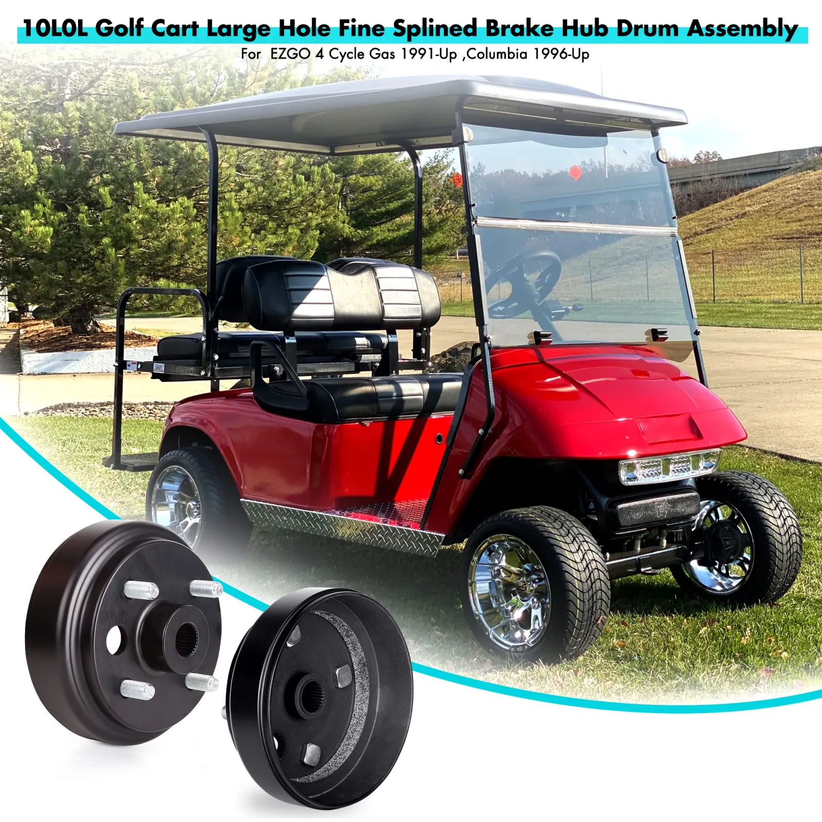10L0L Rear Brake Drum Assembly for EZGO 4-Cycle Gas Carts image 3